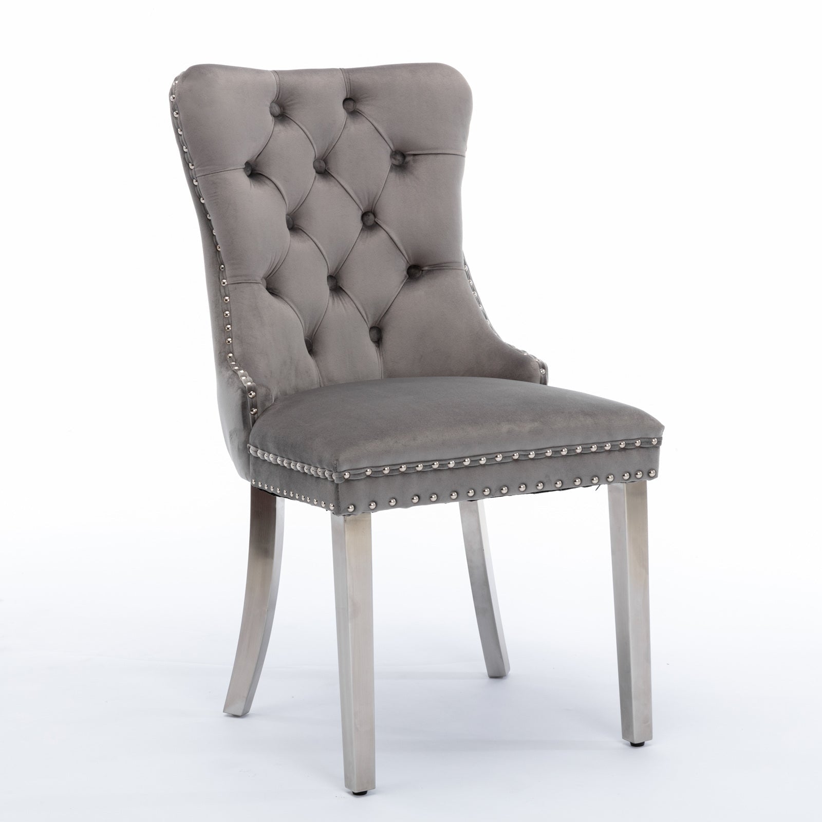Logidon Nikki Collection Eettafelstoel set van 2 grijze luxe fluwelen hoes