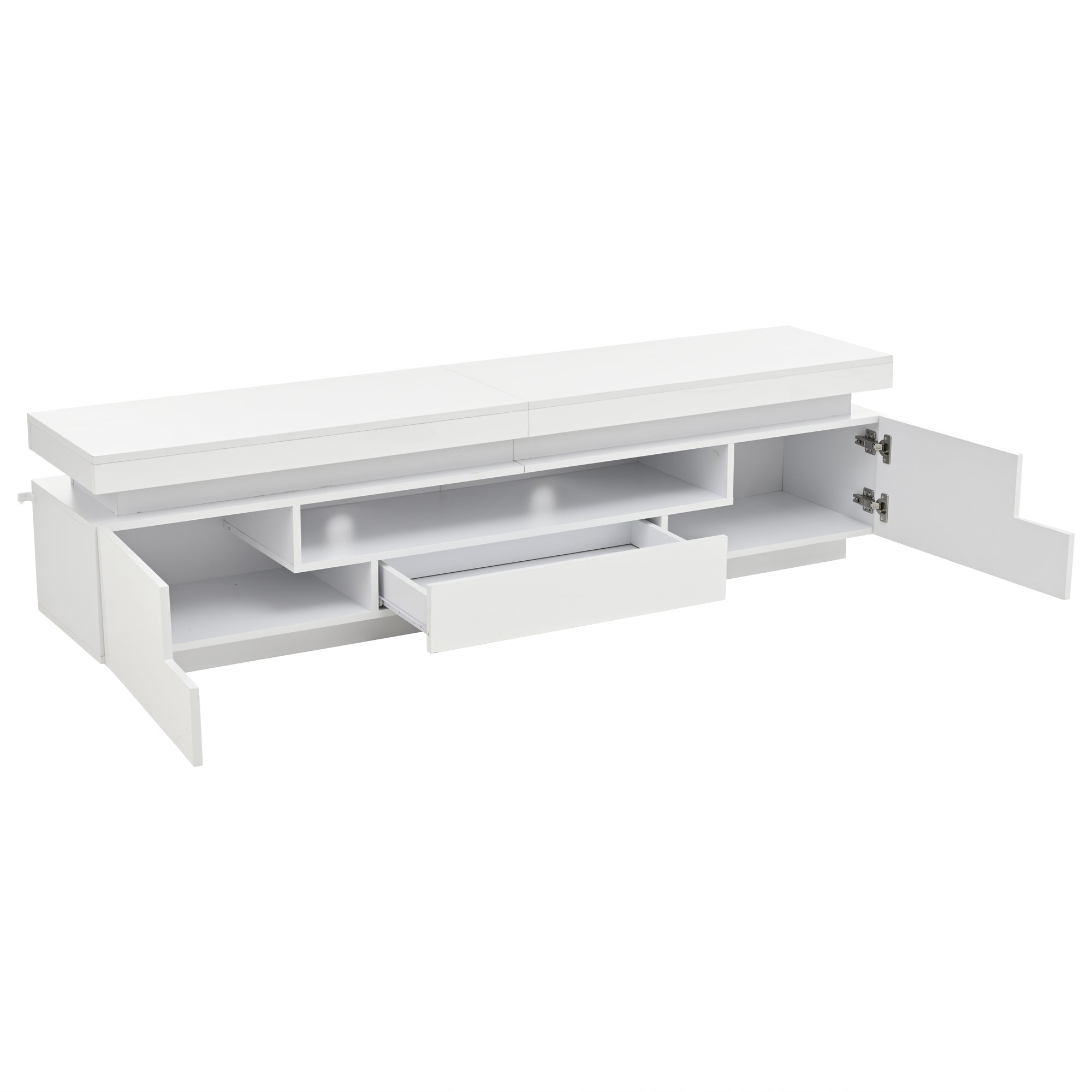 Logidon wit hoogglans LED lowboard 175x38x45 cm met 2 kasten