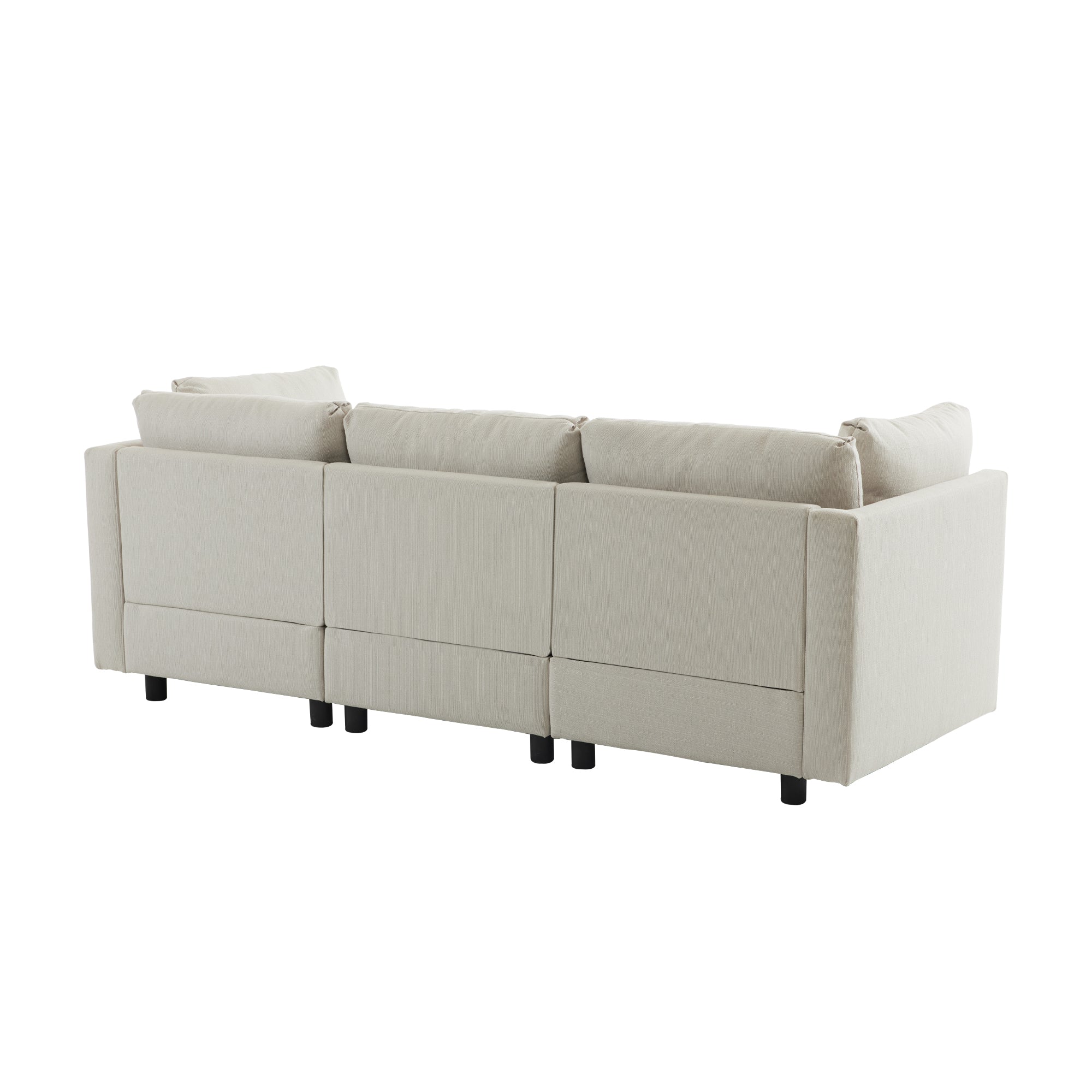 Logidon hoekbank beige stof moderne driezitsbank met voetenbank