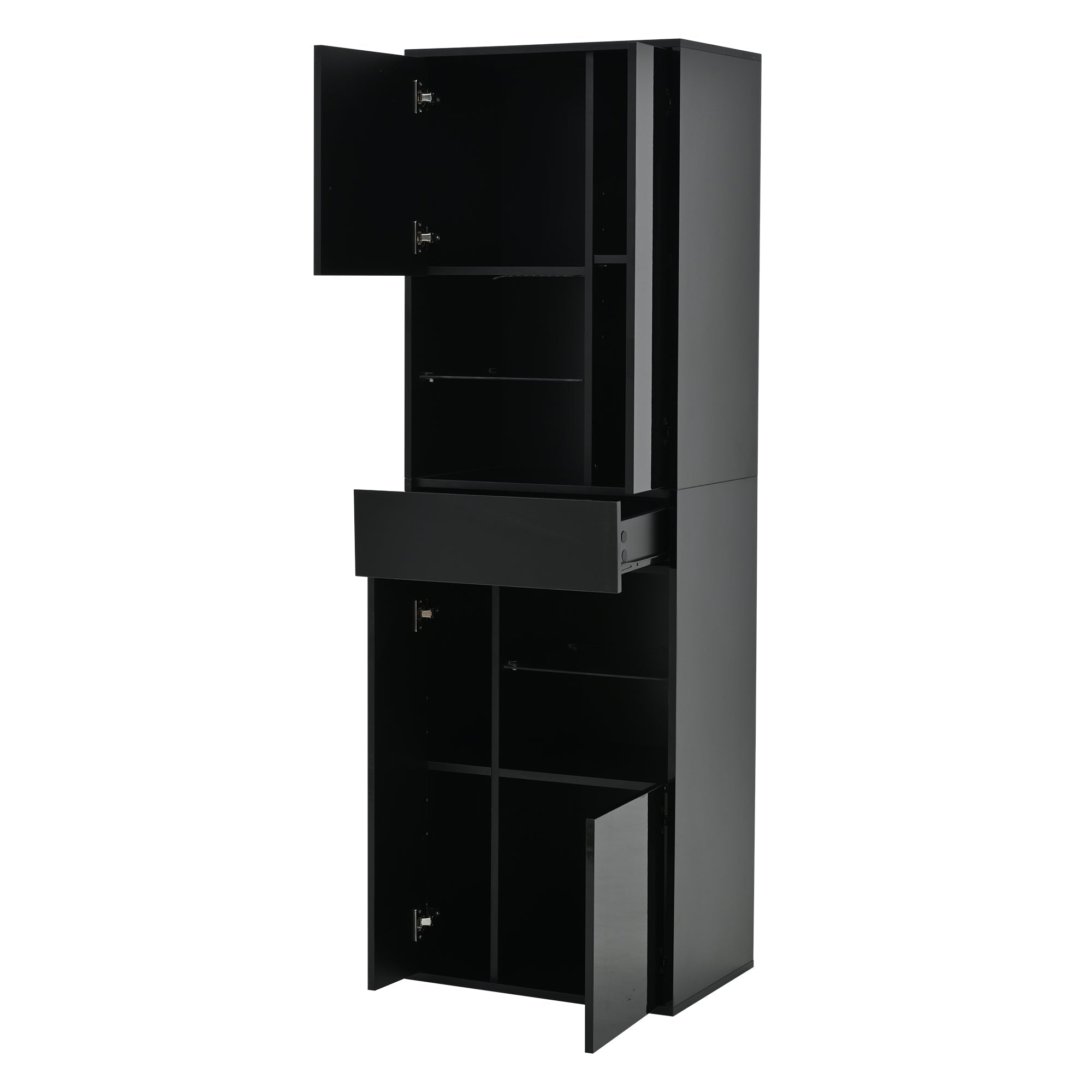 Logidon zwarte hoogglans glazen vitrine 55 x 38 x 170 cm LED-verlichting