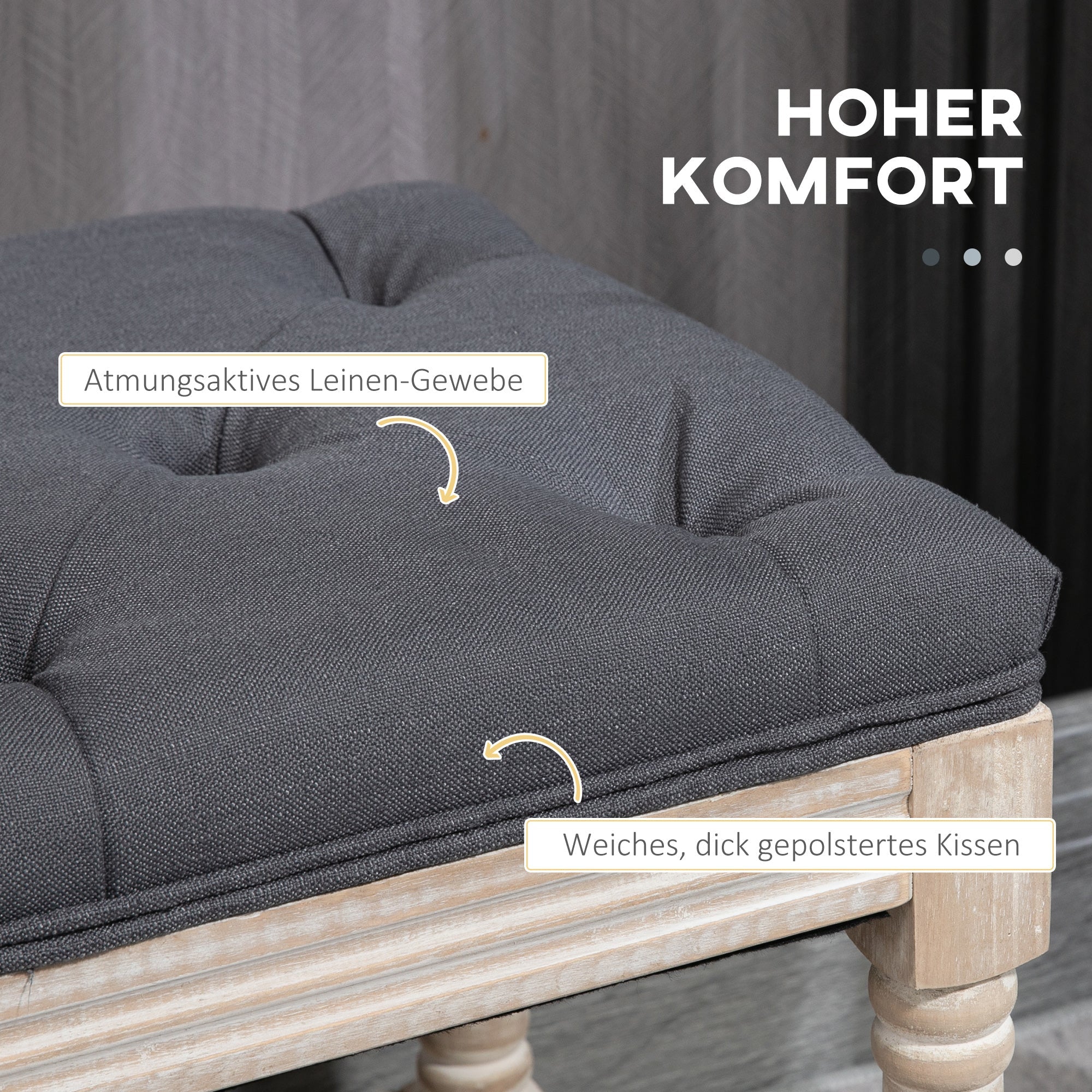 Logidon schoenenbank met zitje en opbergruimte in linnenlook 115x40x48 cm