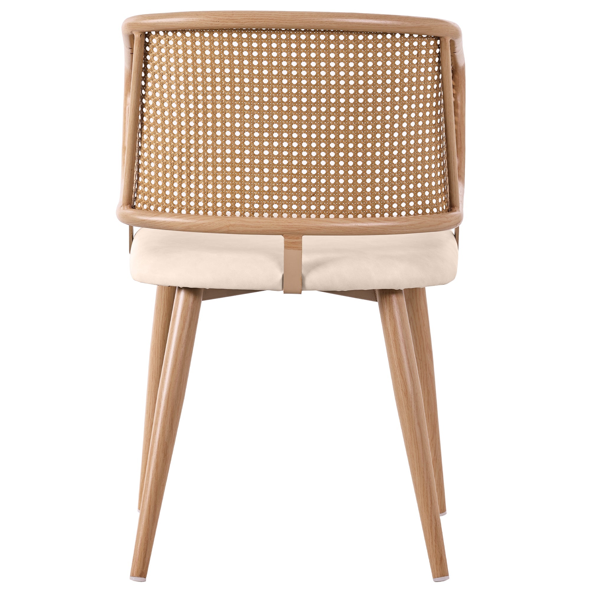 Logidon Set of 4 Dining Chairs Rattan Back PU Leather Beige Brown