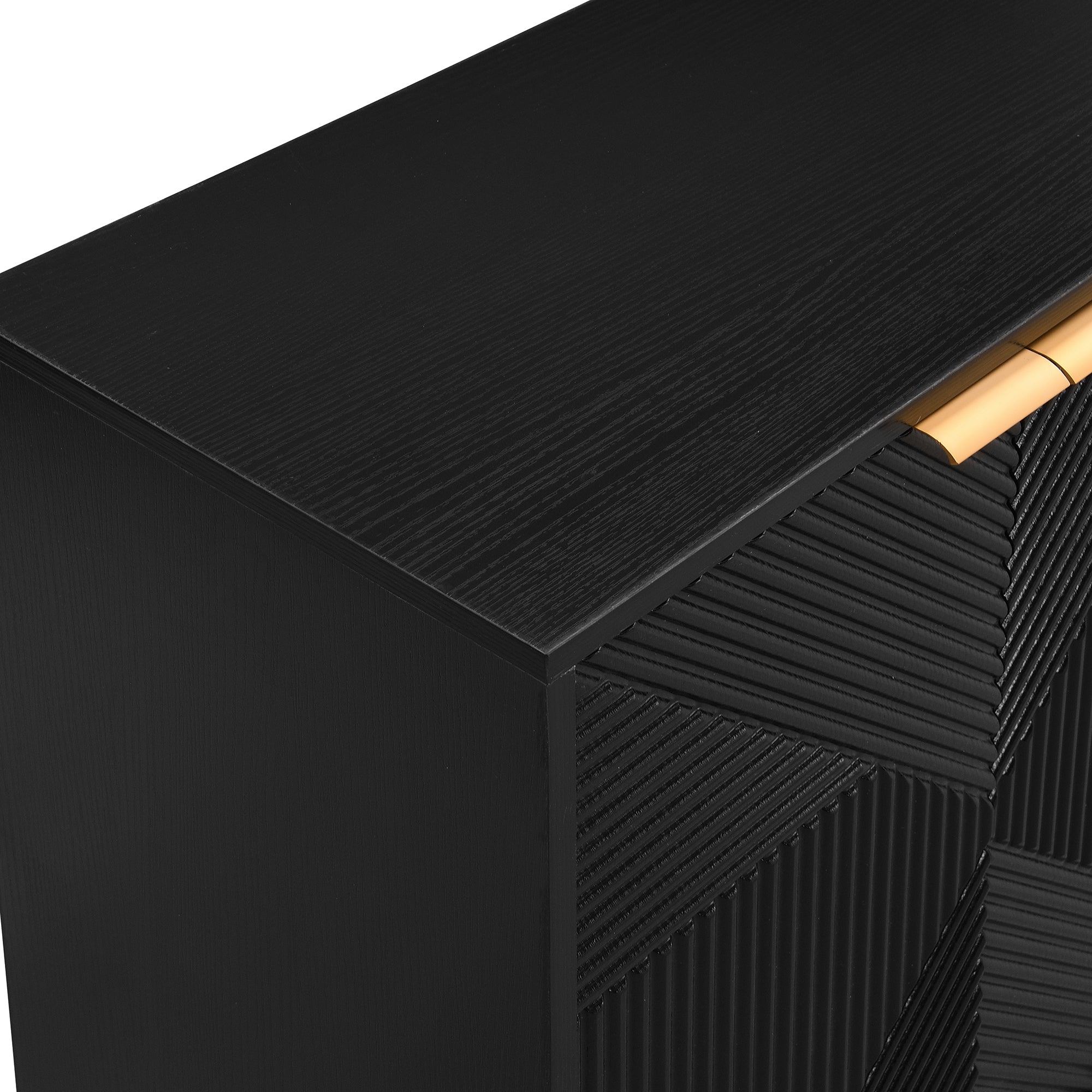 Logidon Dressoir 120 cm Zwart met Vier Deuren en Gouden Handgrepen