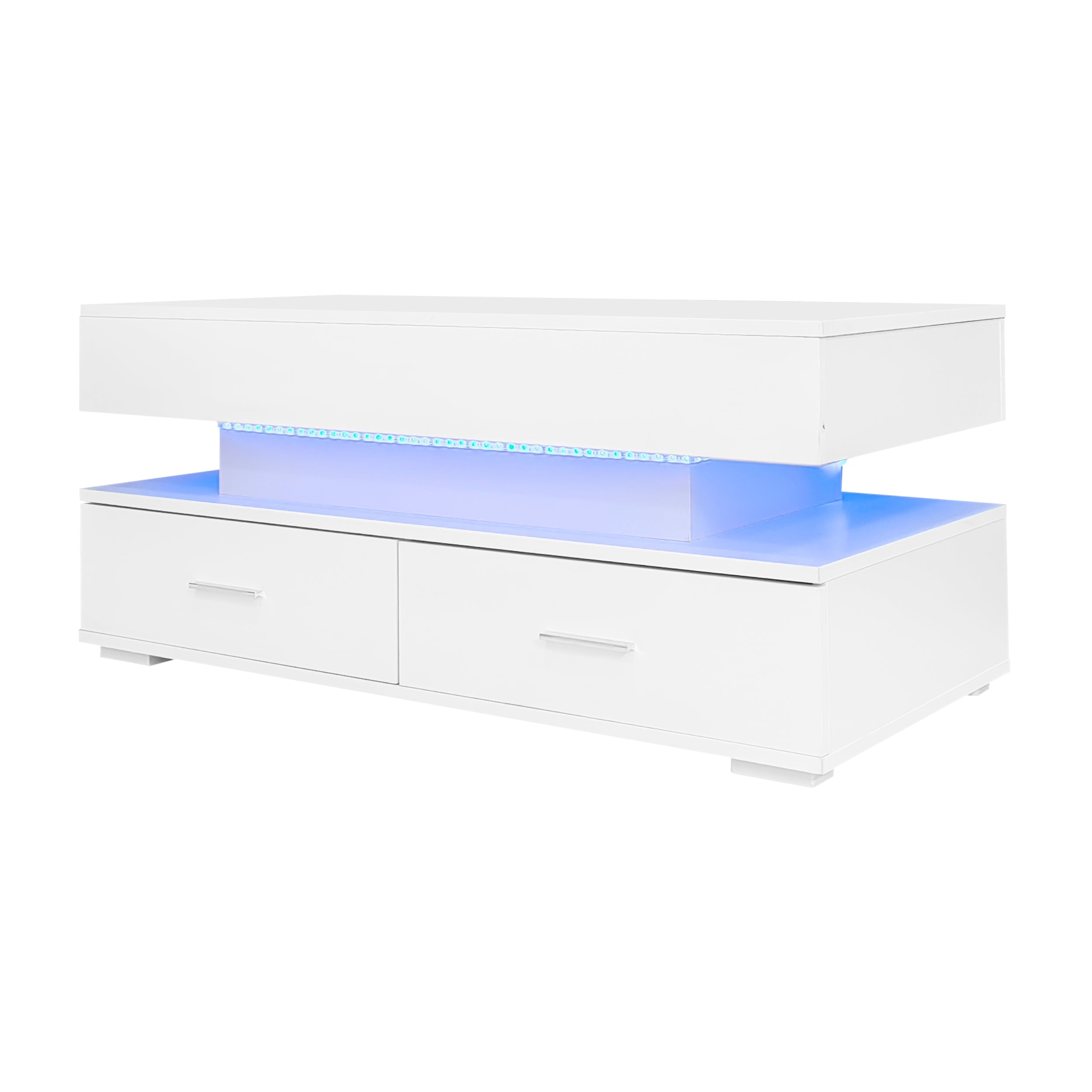 Logidon Hydraulisch in hoogte verstelbare salontafel 100x50x44 cm Wit LED