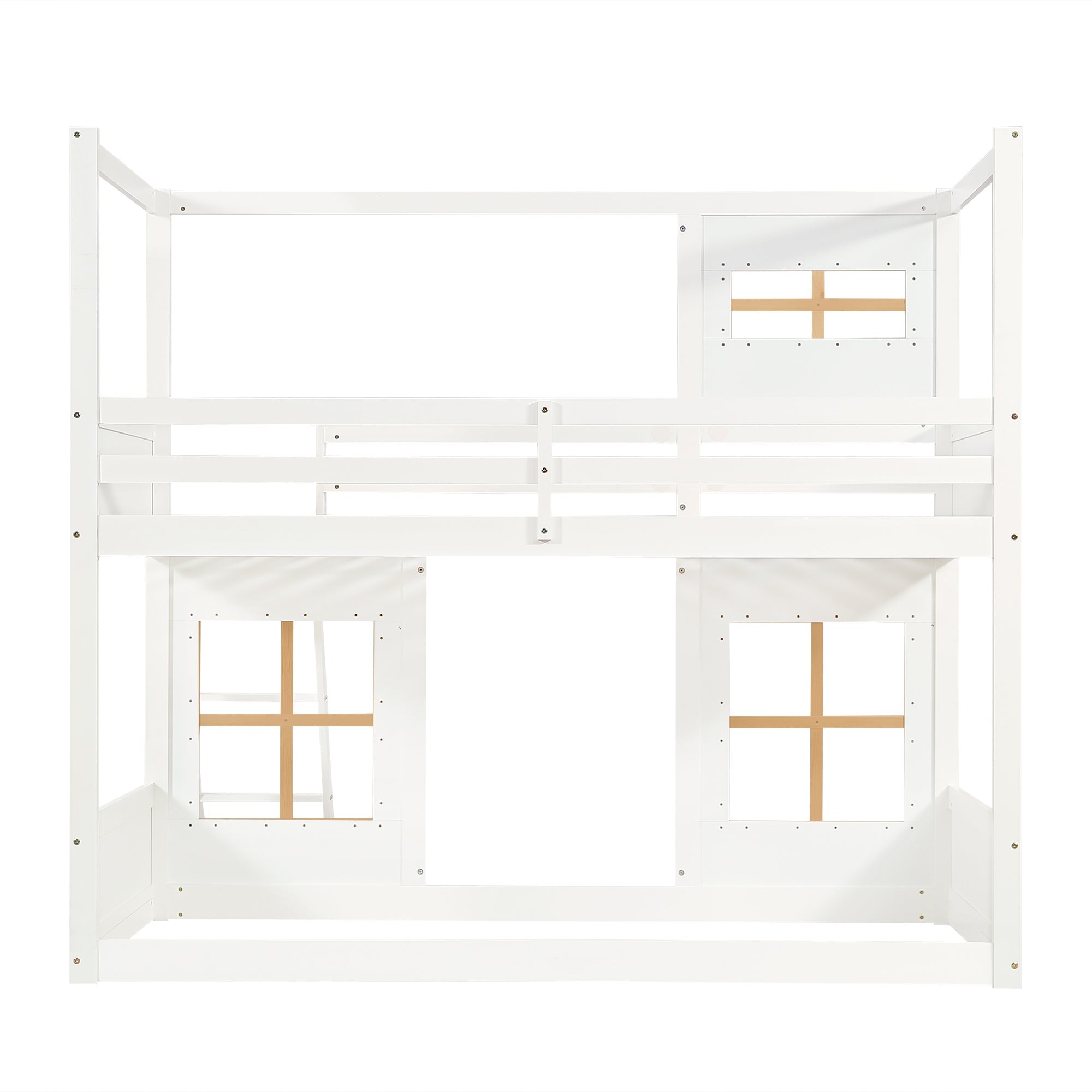 Logidon stapelbed 90x200 wit naturel met vierzijdig hekwerk