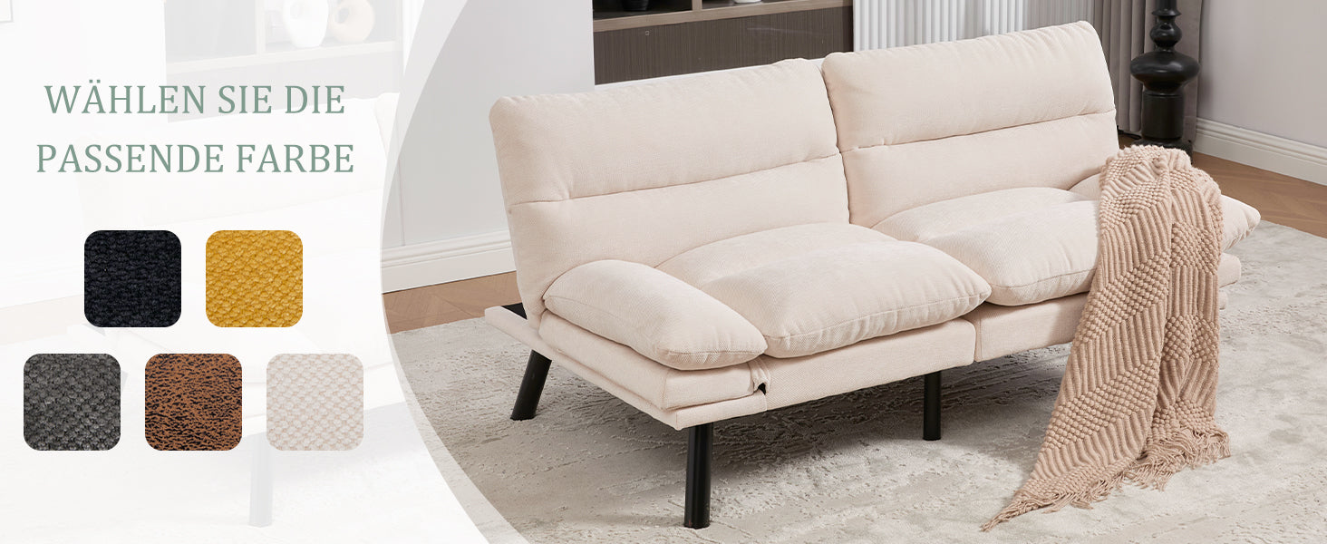 Logidon Moderne Tweezits Chenille Bank Beige Fluweel 165 x 90 x 76 cm