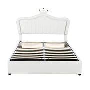 Logidon kinderbed 140 x 200 cm gestoffeerd bed met opbergruimte LED wit