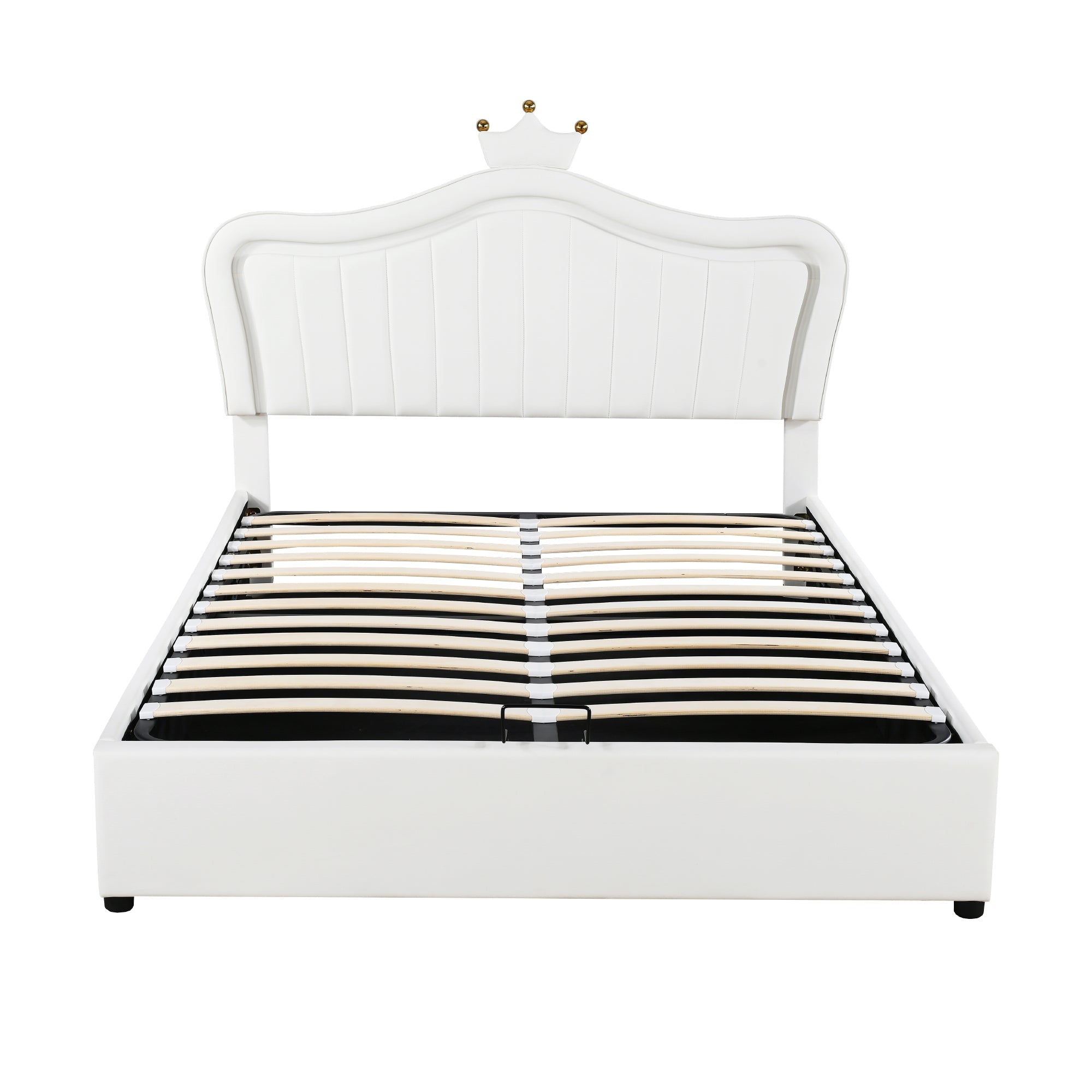 Logidon kinderbed 140 x 200 cm gestoffeerd bed met opbergruimte LED wit