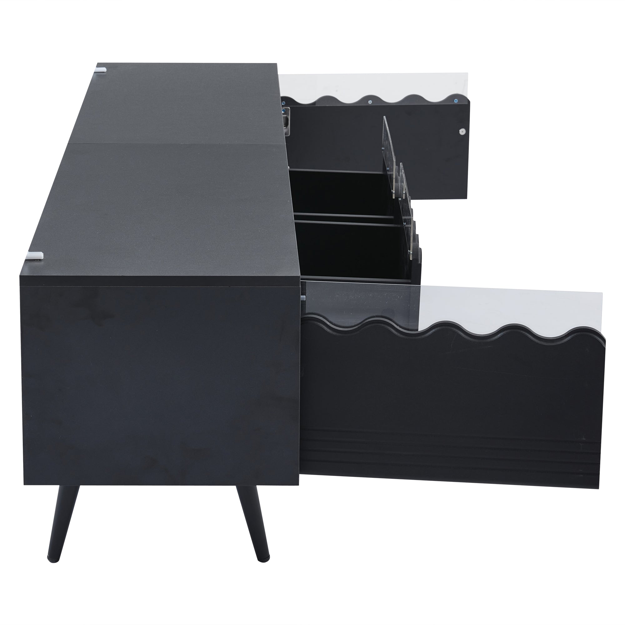 Logidon 176x38x45 cm zwart TV-lowboard met LED-verlichting