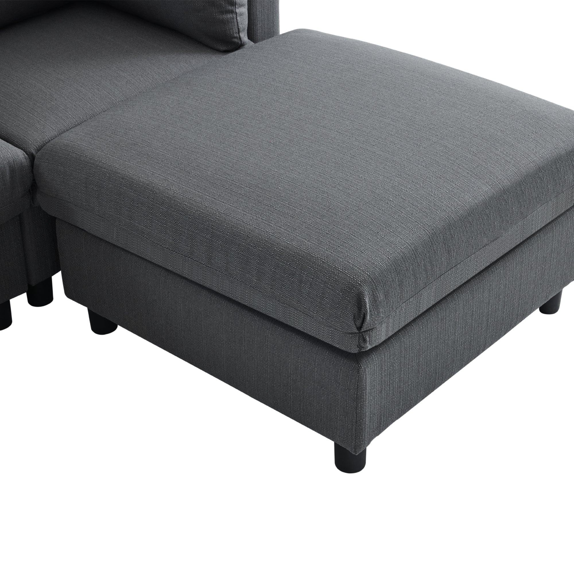 Logidon Modern Design Bank Hoekbank met Voetenbank Grijs 220 cm