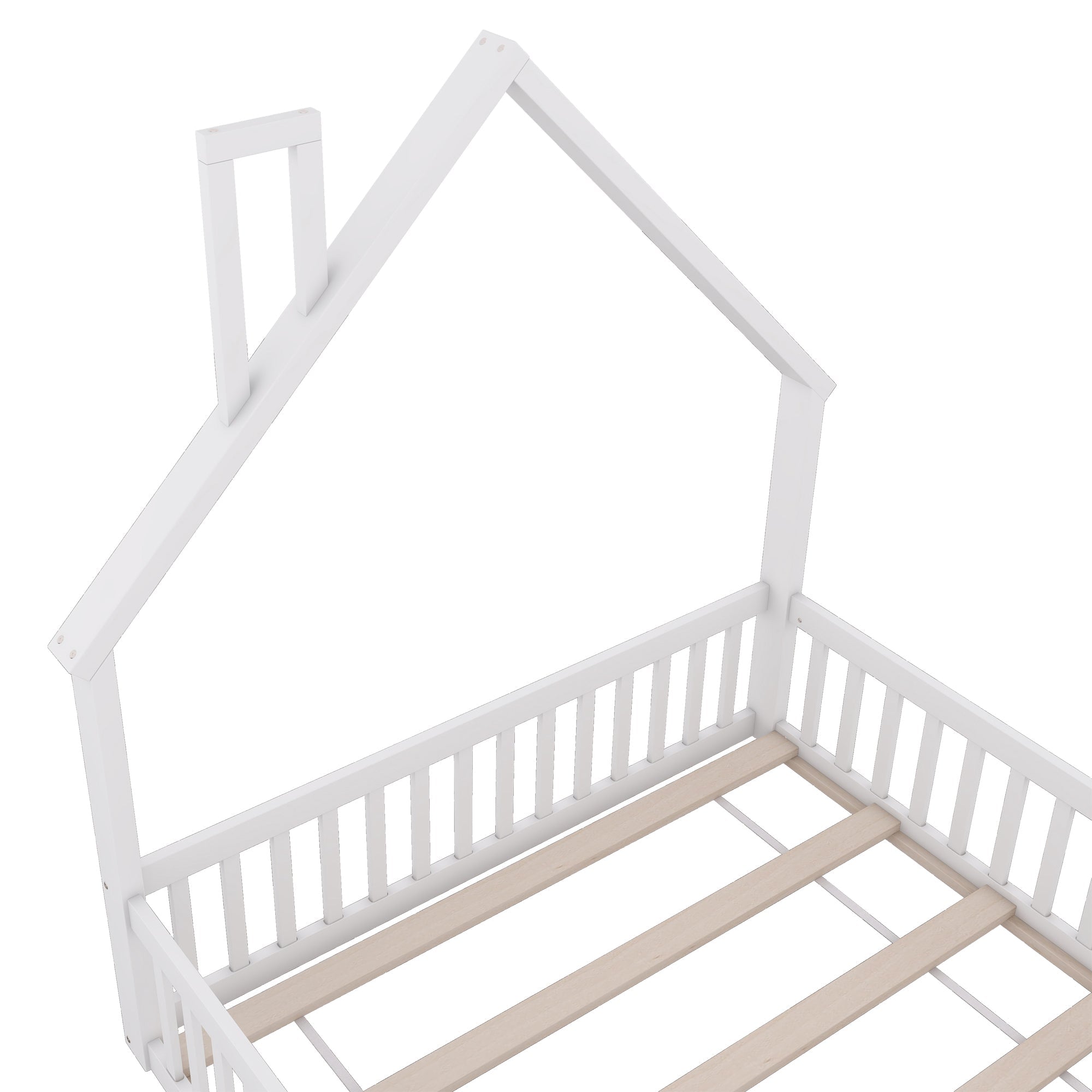 Logidon kinderbed 140x200 schouwvorm wit grenenhout met lattenbodem