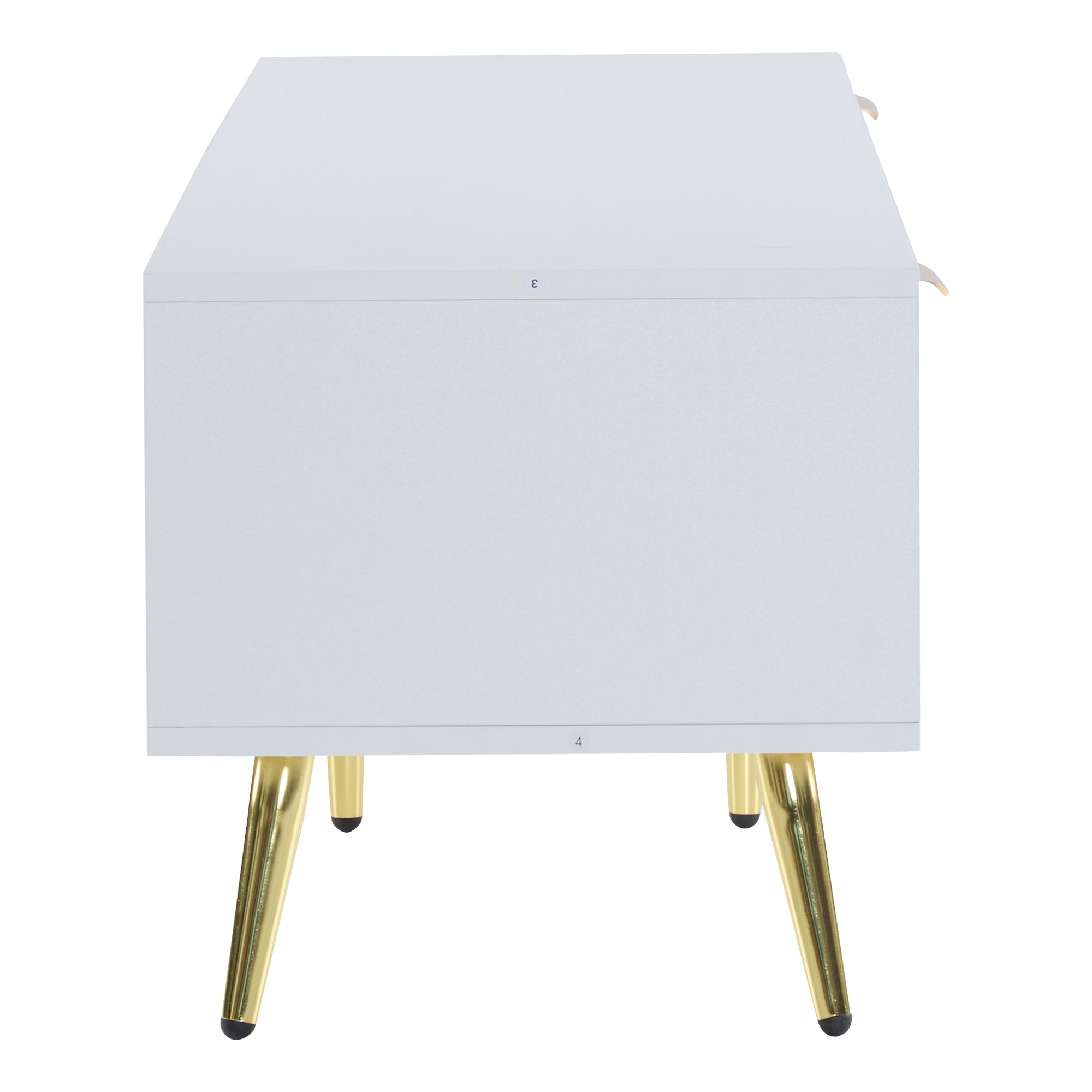 Logidon White TV Stand with Honeycomb Pattern and Storage Space for up to 80 Inches