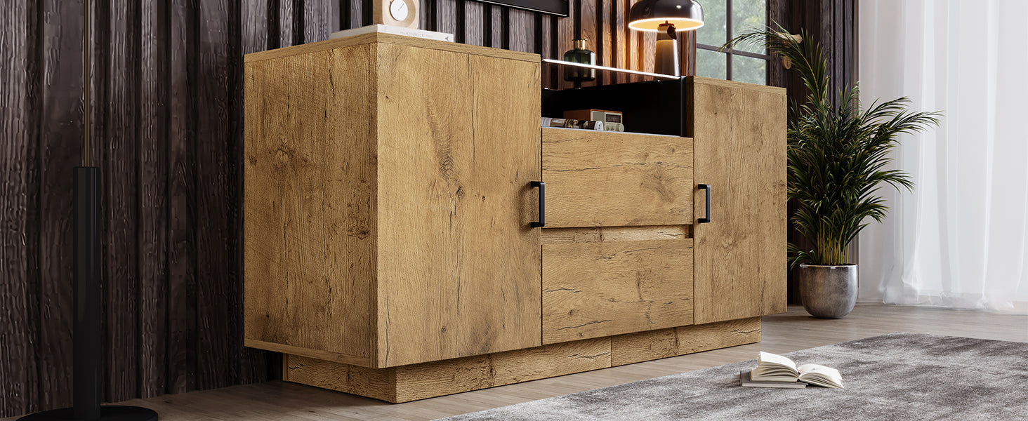 Logidon oak look chest of drawers sideboard 2 drawers 2 cupboards H70