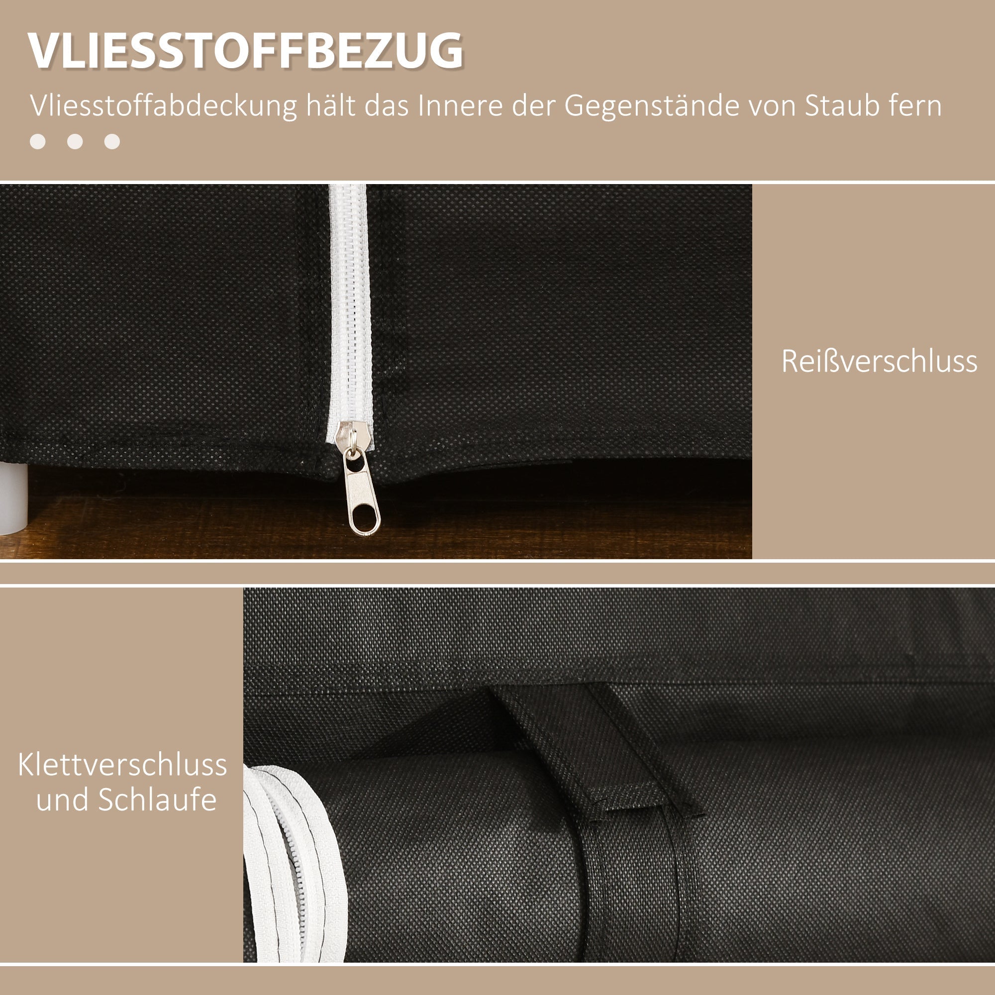 Logidon stoffen kledingkast met ritssluiting zwart 150x43x162 cm