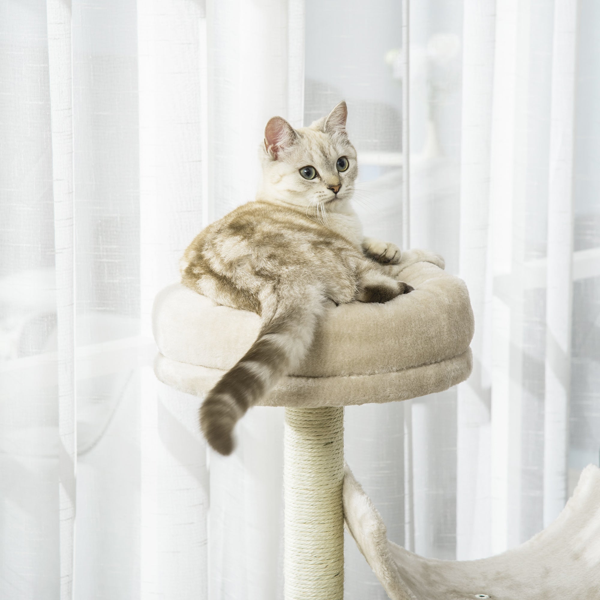 Logidon Cat Scratching Post Beige Climbing Paradise With Tunnel 105 cm