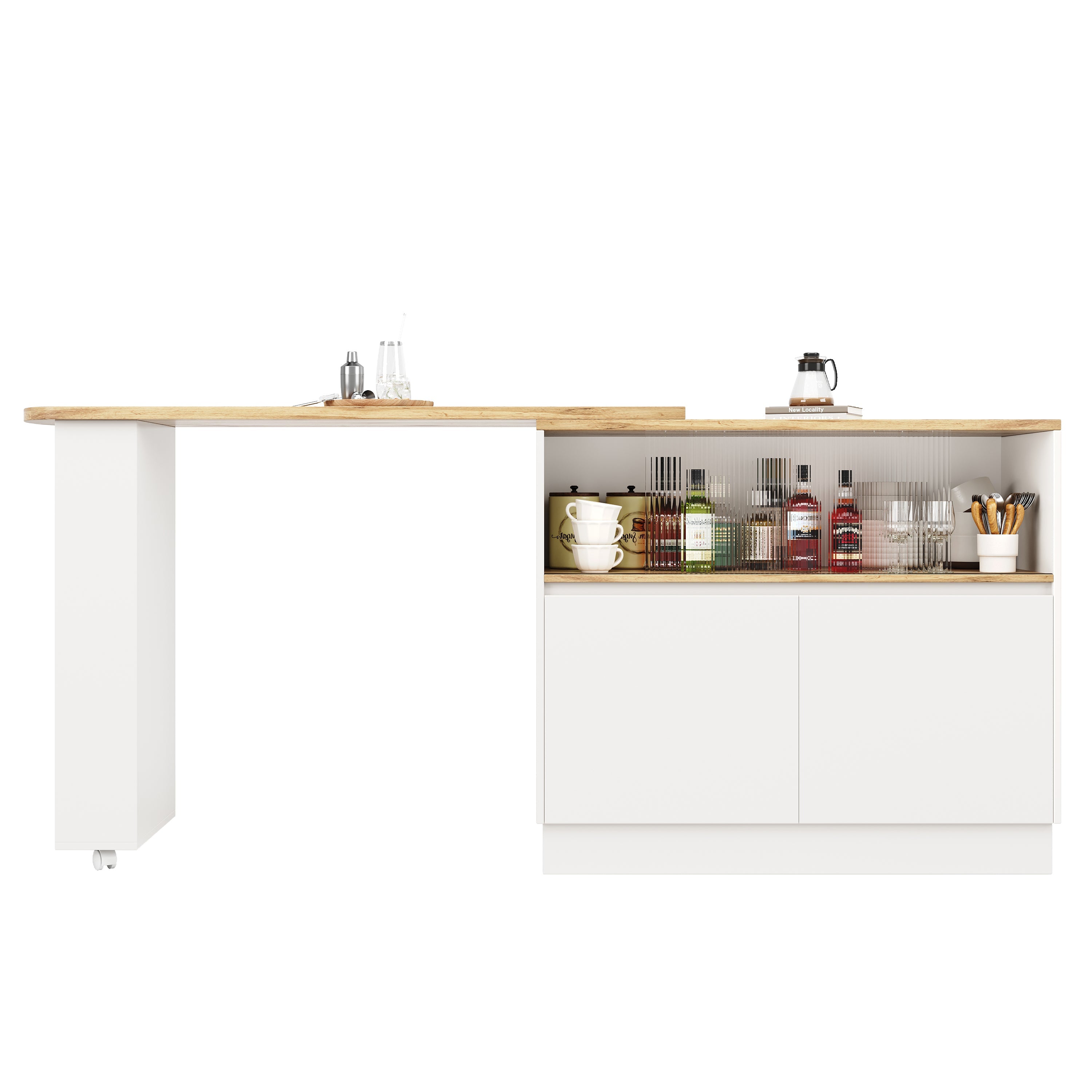 Logidon 360° draaibaar dressoir wit 90×45×100 cm glazen schuifdeur