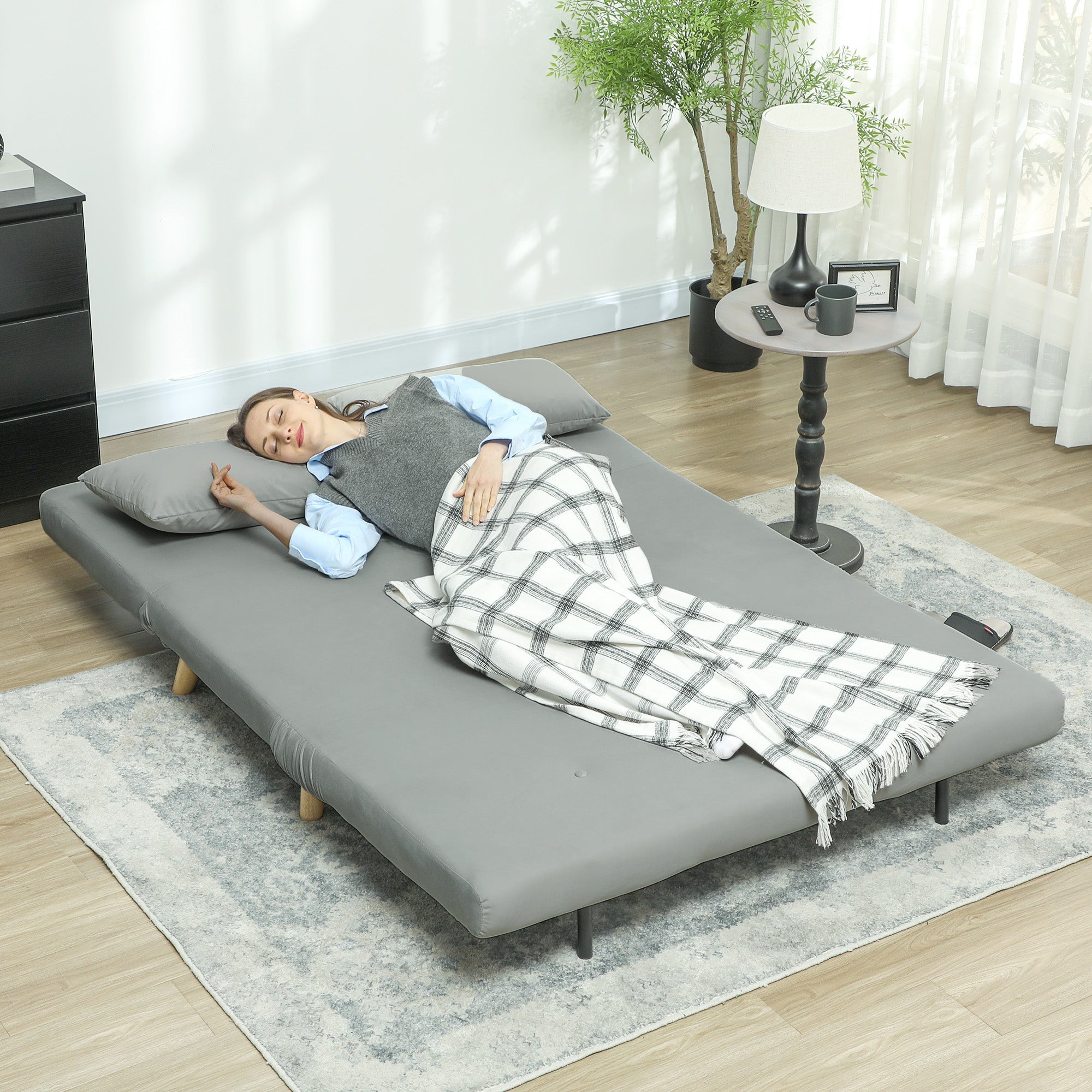 Logidon Gray Sleeping Chair with Bed Function Adjustable Backrest