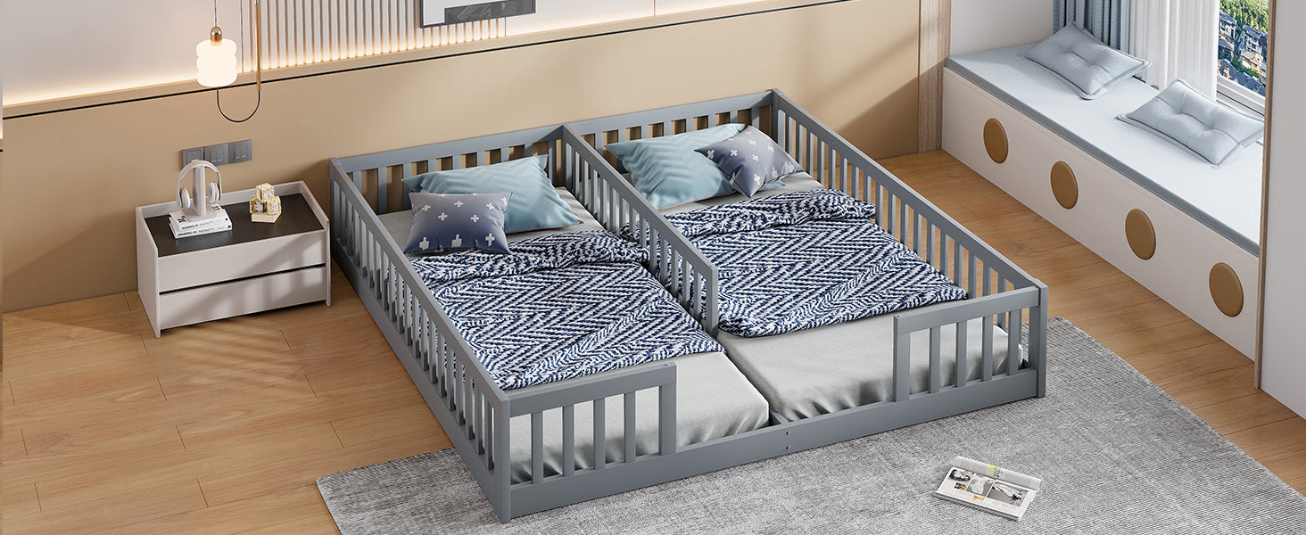 Logidon Upholstered Bed 90x200 cm Gray Children's Bed With Safety Gate
