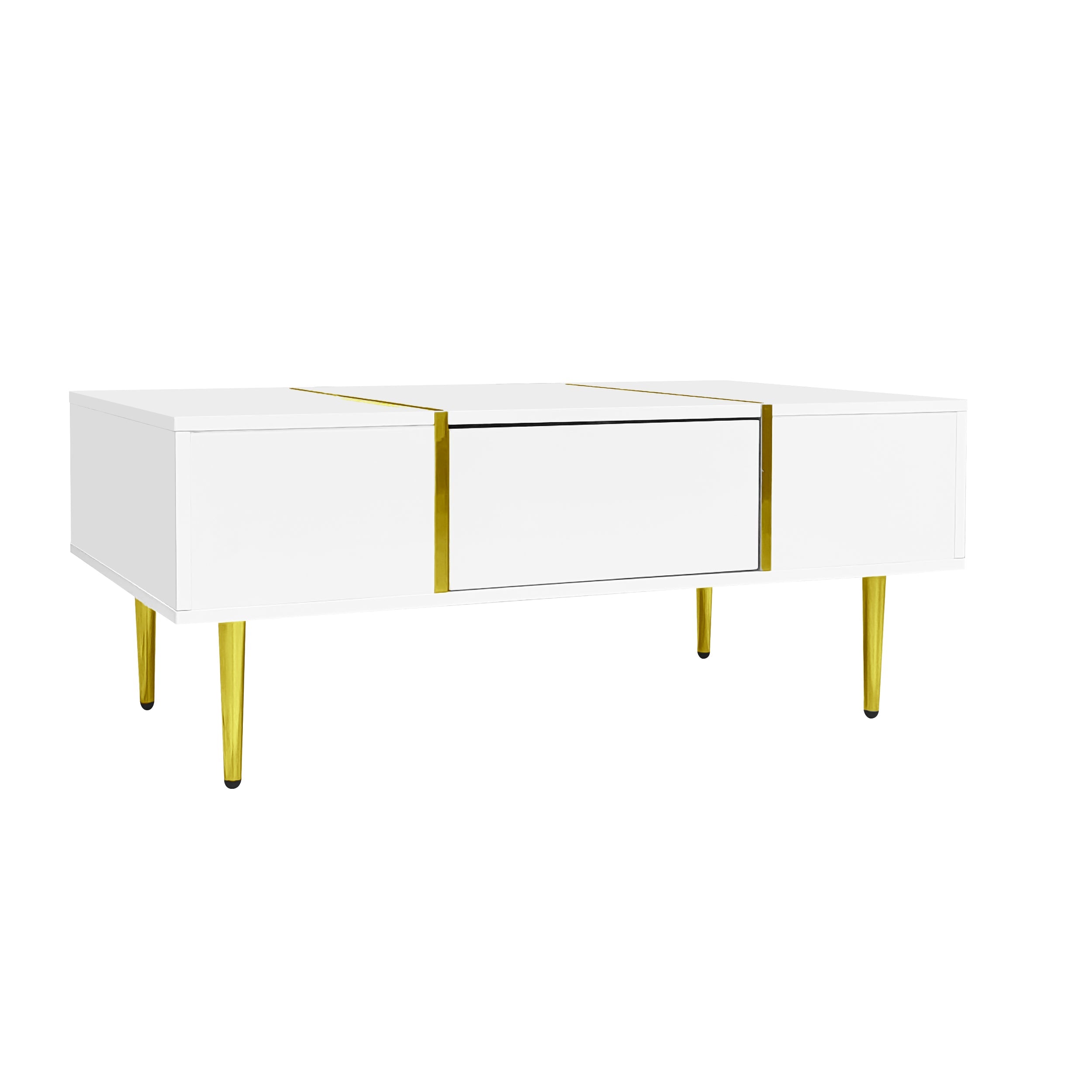 Logidon Witte Hoogglans Salontafel Met Twee Laden 100x60x41,5 cm