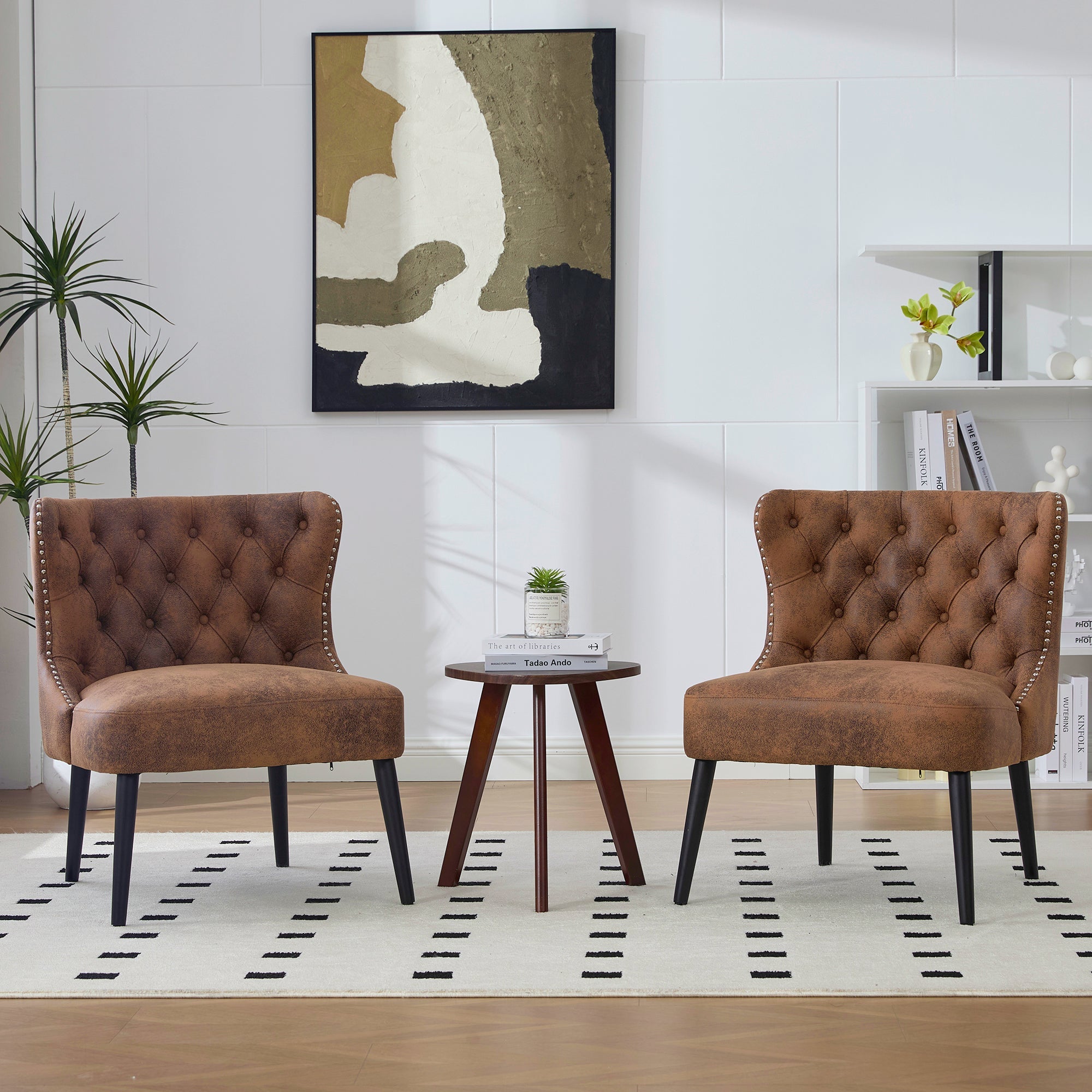 Logidon Tech stoffen fauteuil zonder armknop en klinknagels koffiebruin