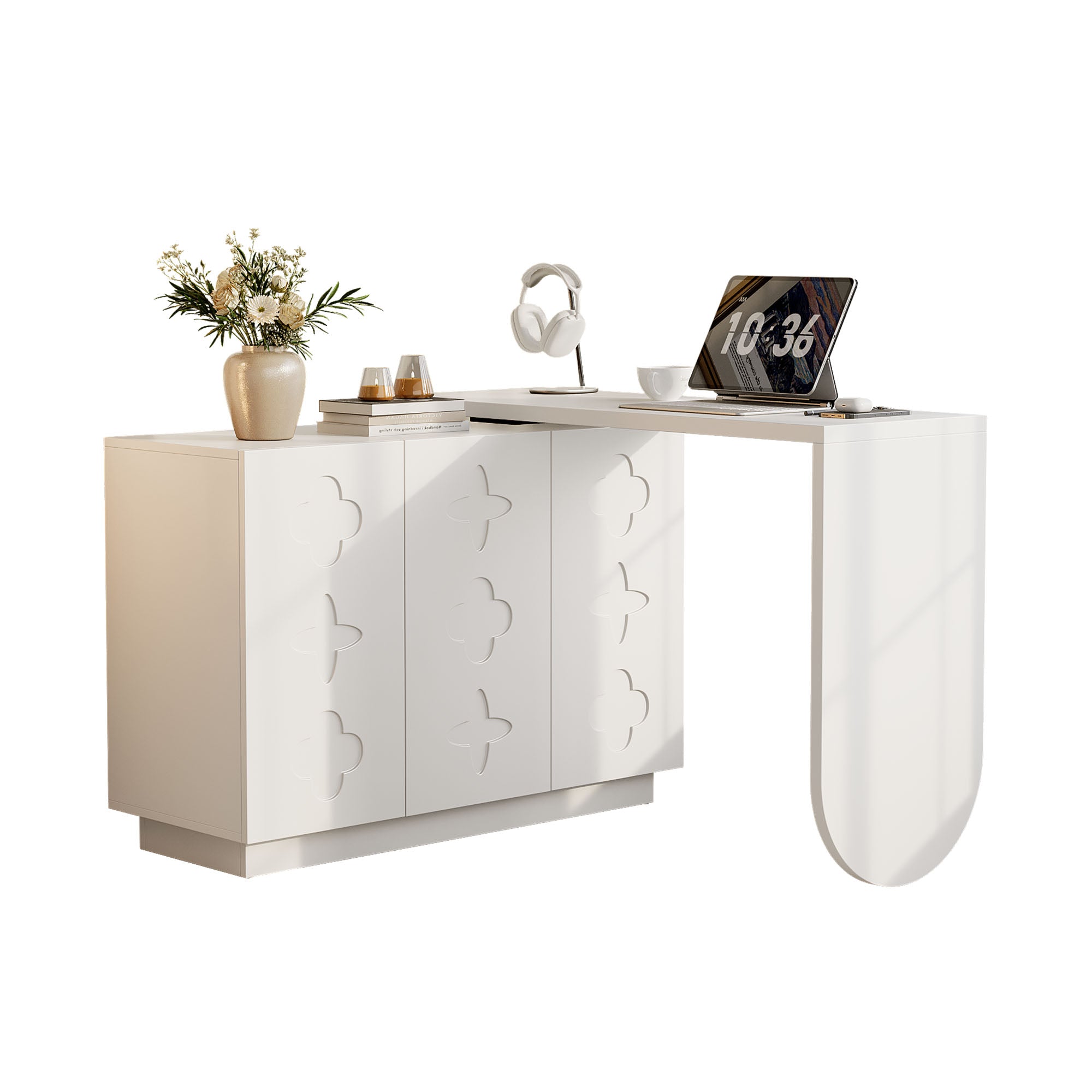 Logidon corner desk L-shape rotatable white 110 centimeters