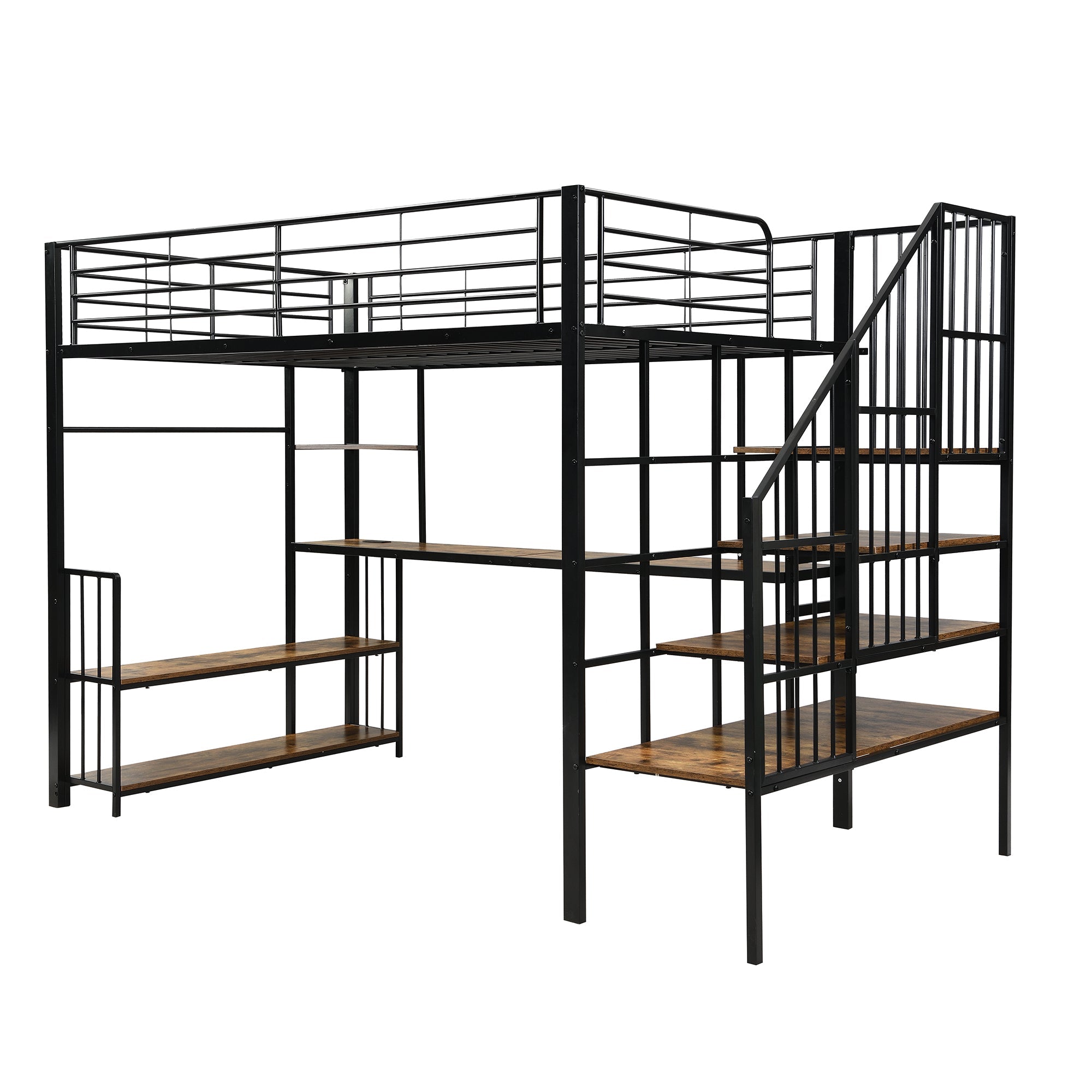Logidon hoogslaper 120x200 zwart met ladder en oplaadpoort