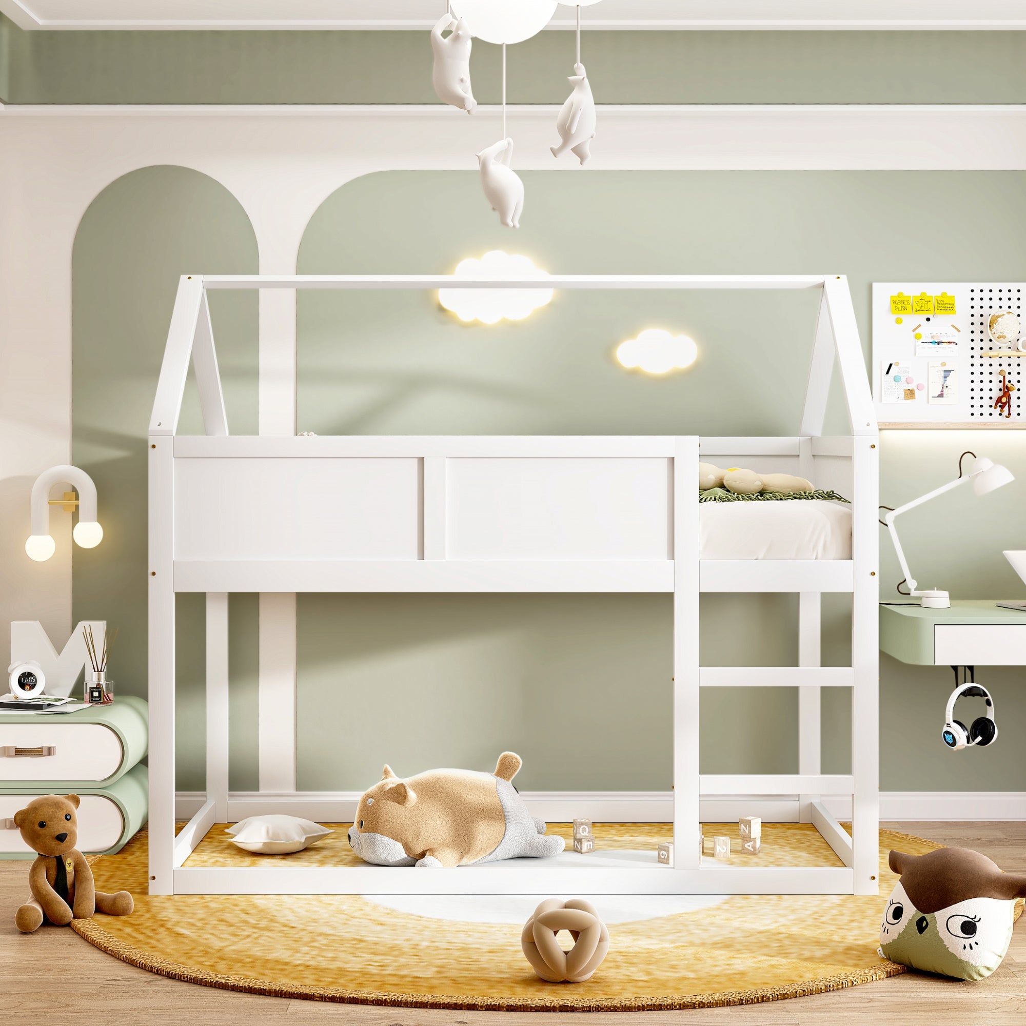 Logidon stapelbed kinderbed 90x200 cm wit met massief houten trap