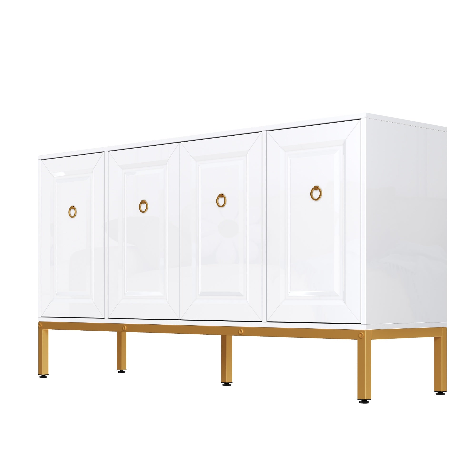 Logidon dressoir hoogglans wit 140x80x40 cm gouden handgrepen
