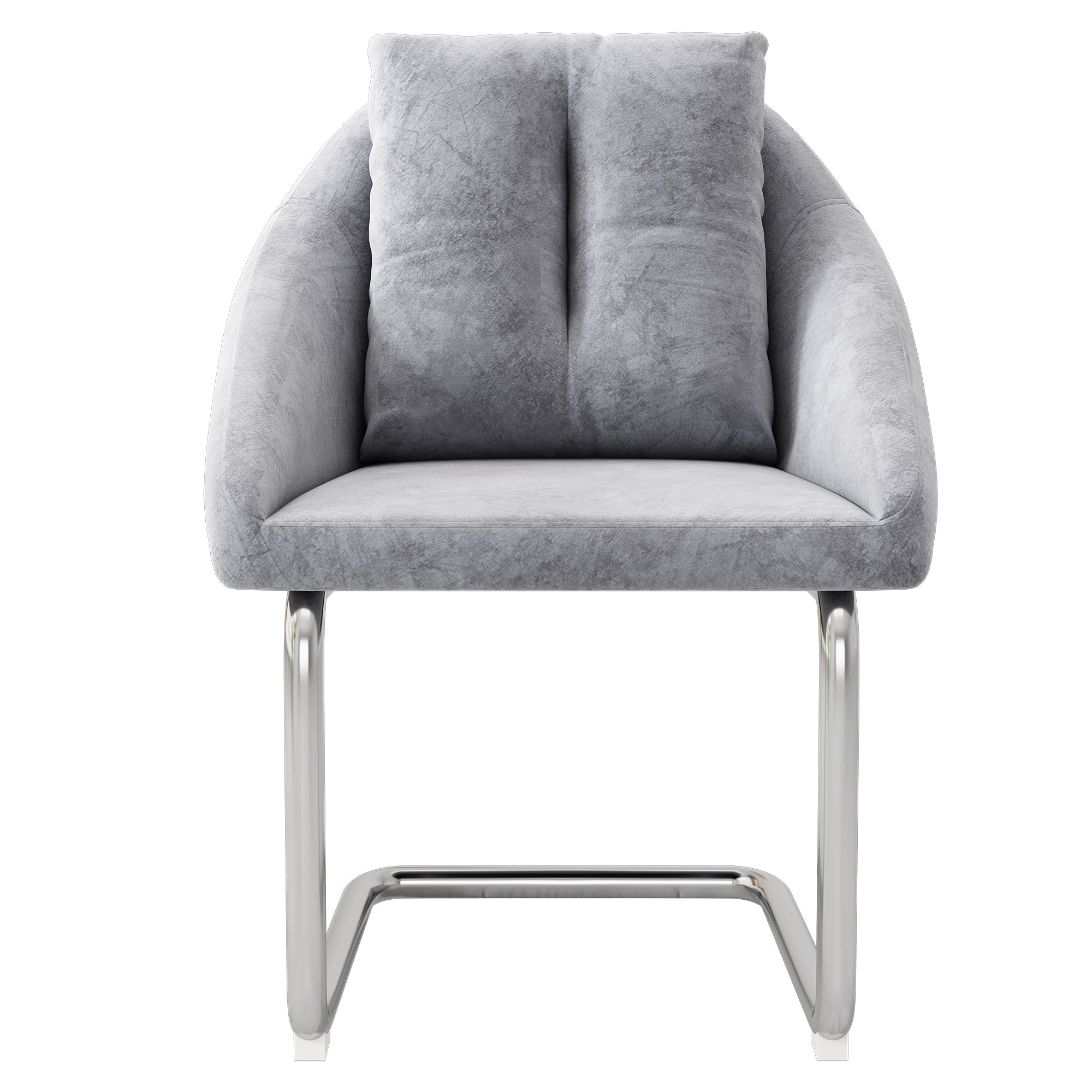 Logidon grijze fluwelen stoelenset metalen frame twee ergonomische eetkamerstoelen