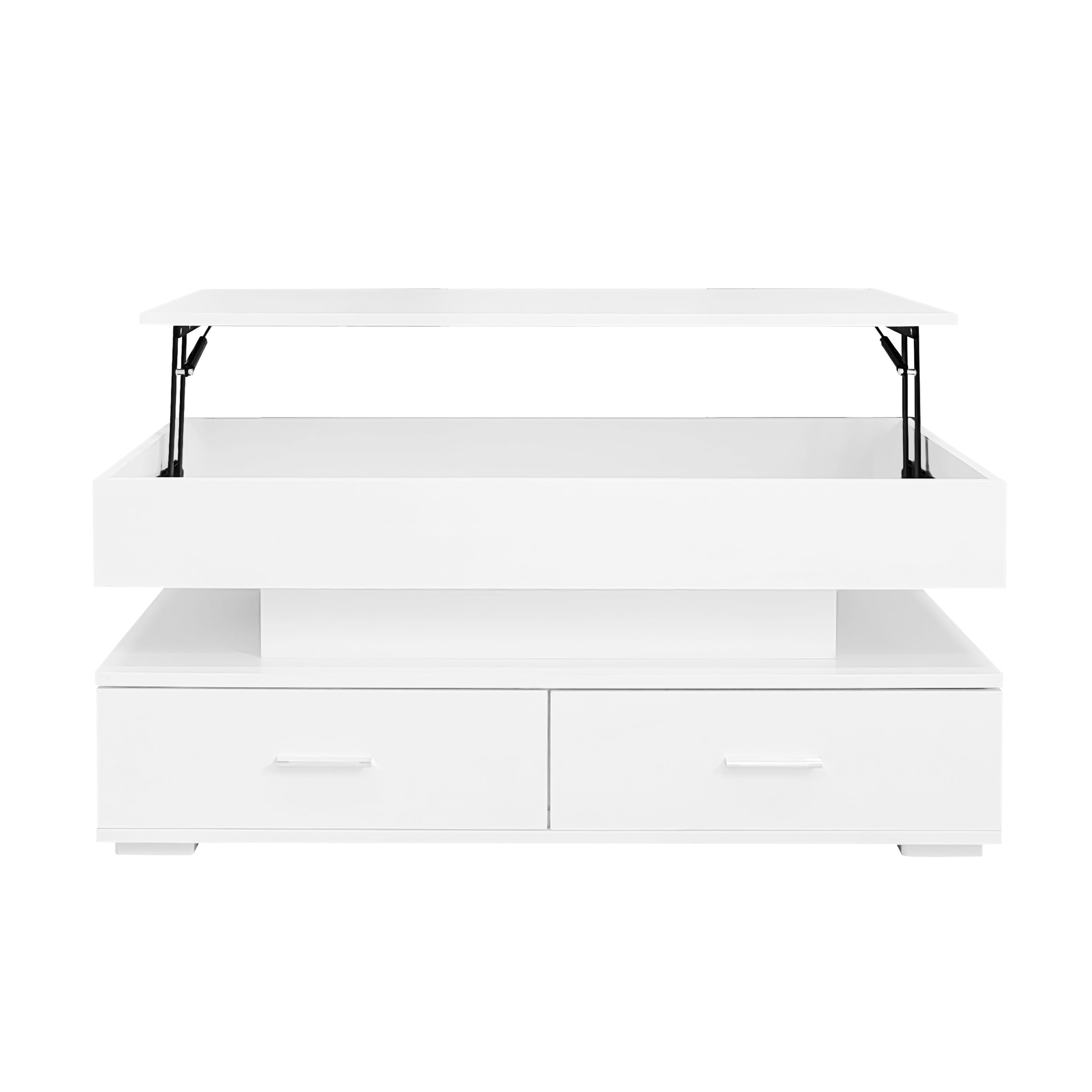Logidon Hydraulisch in hoogte verstelbare salontafel 100x50x44 cm Wit LED