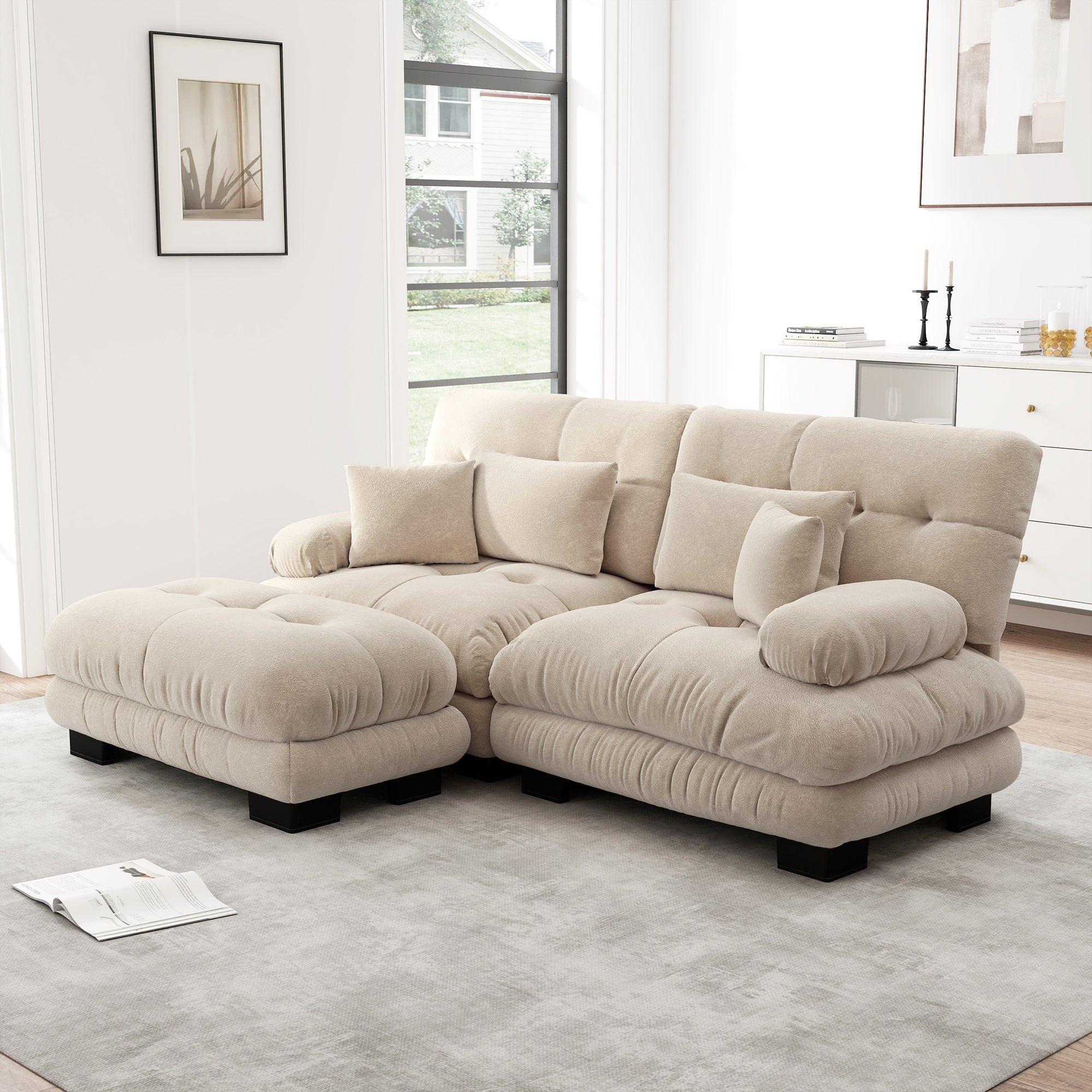 Logidon Cloud hoekbank 220x145 cm chenille lichtbruin