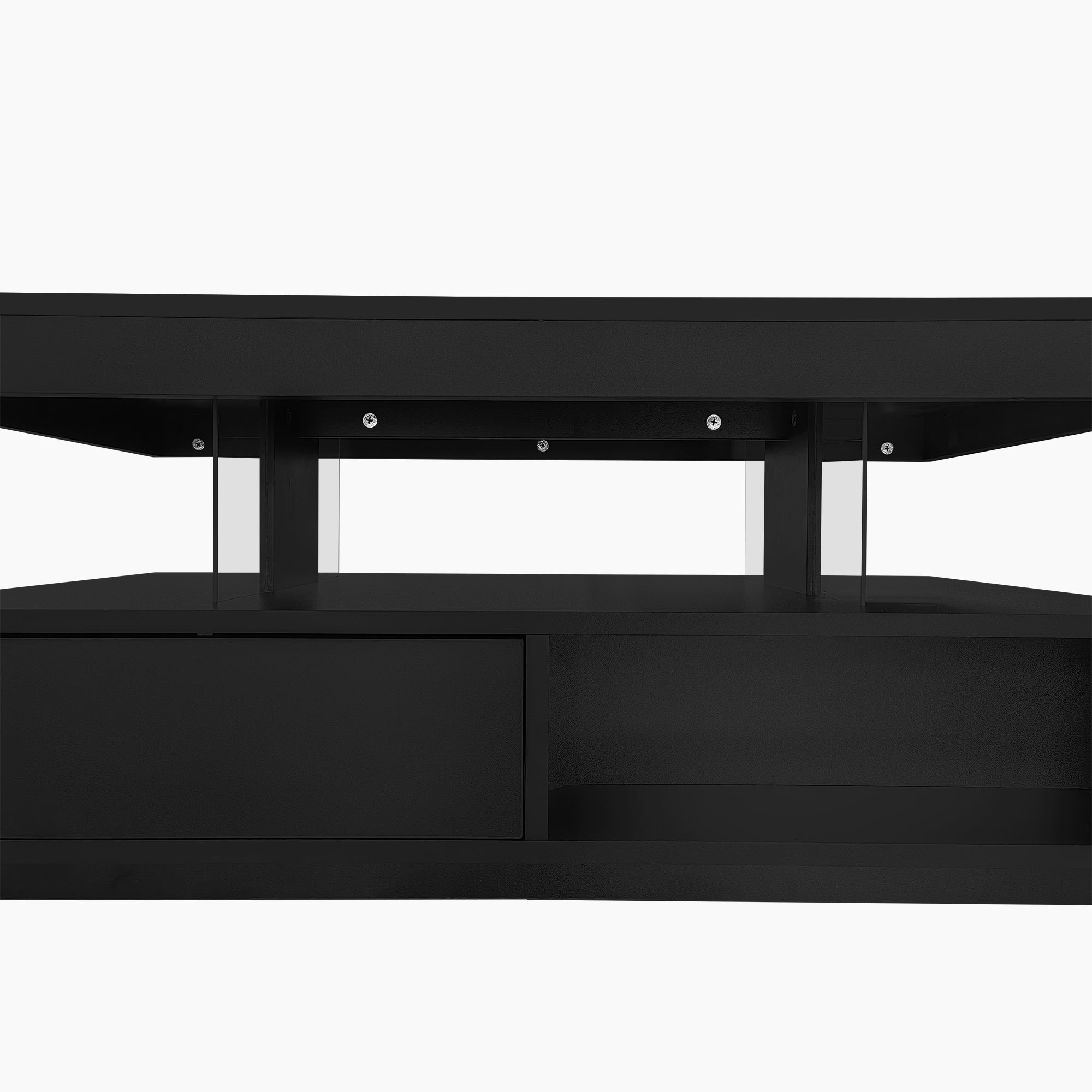 Logidon hoogglans salontafel zwart 95x50x42,5 cm glazen bladen