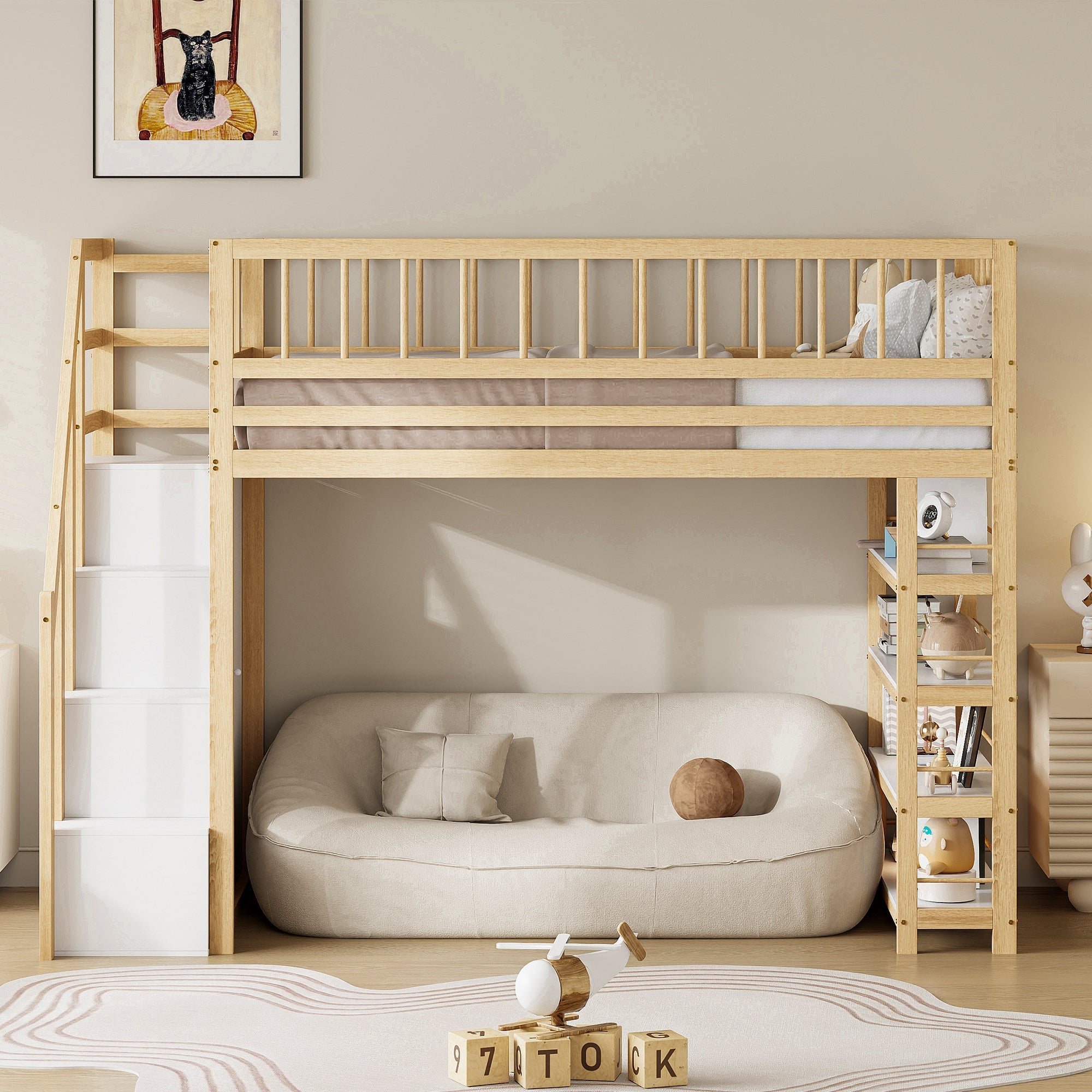 Logidon loft bed 90x200 cm with wardrobe and storage space combination bed