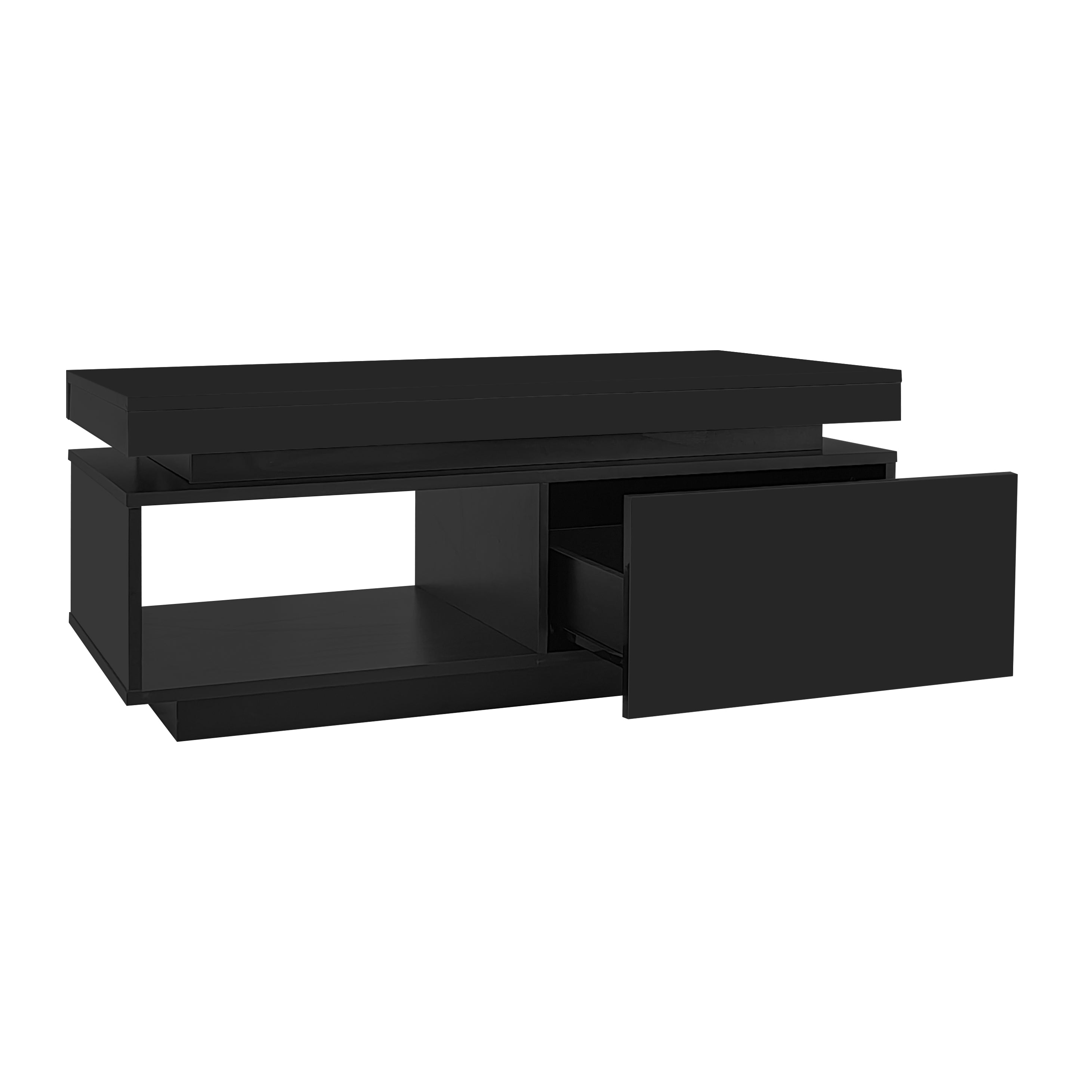 Logidon TV wall cabinet set black high gloss with LED lighting 181cm