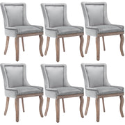Logidon luxe eetkamerstoelenset vier grijze fluwelen stoelen met spijkerkop