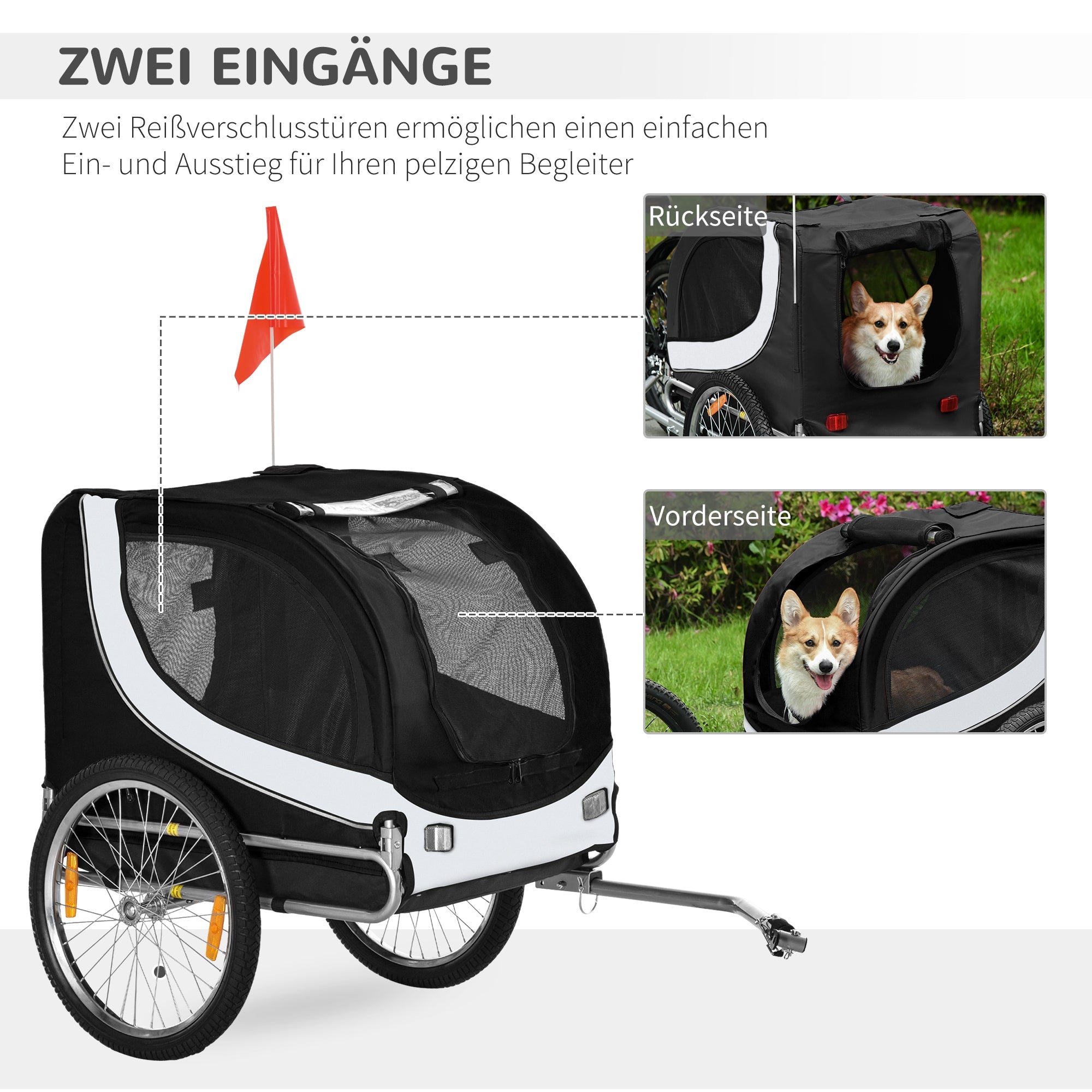 Logidon hondenaanhanger fietsentransporter wit zwart 130x73x90 cm