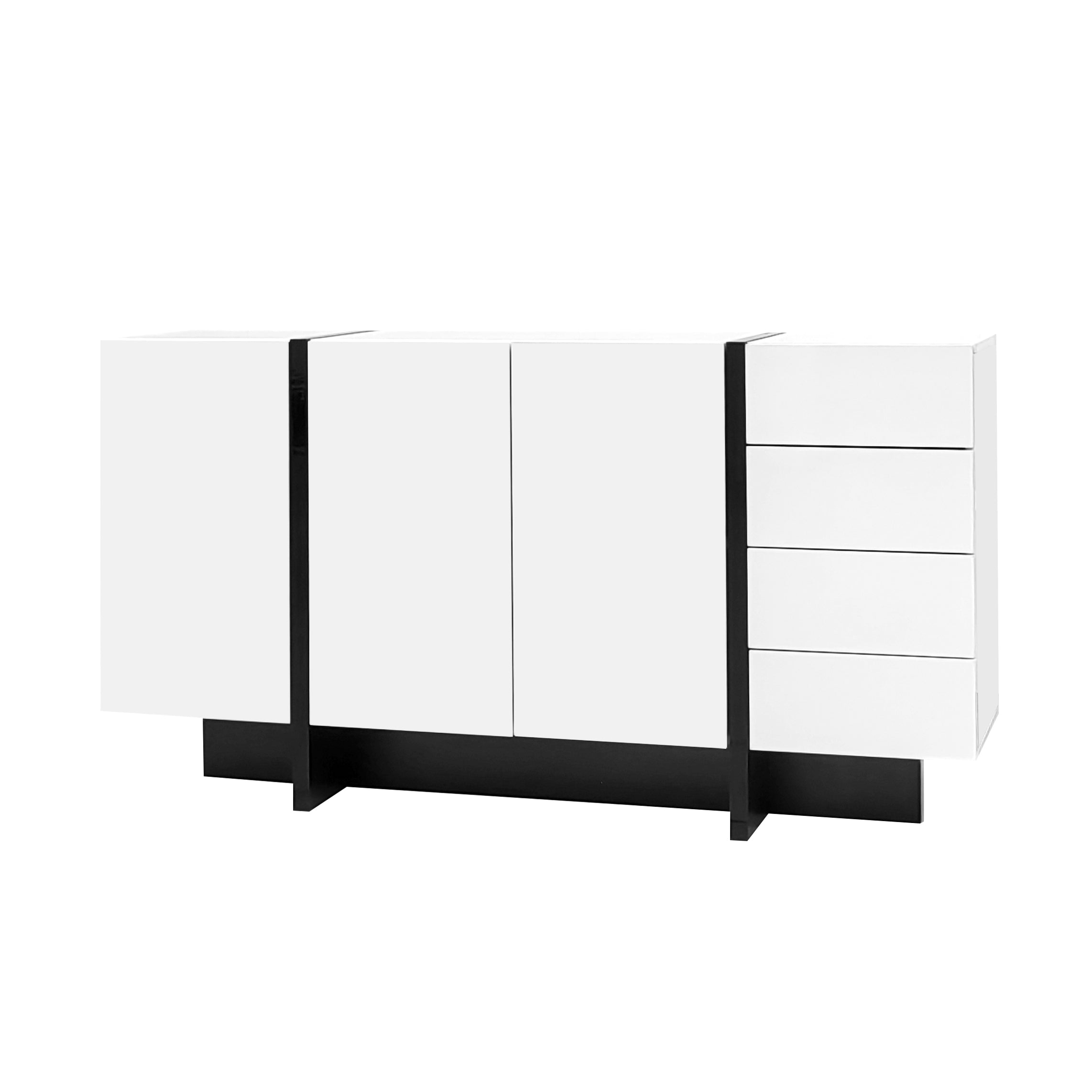 Logidon wit hoogglans dressoir 150x40x80,5 2 deuren 4 lades