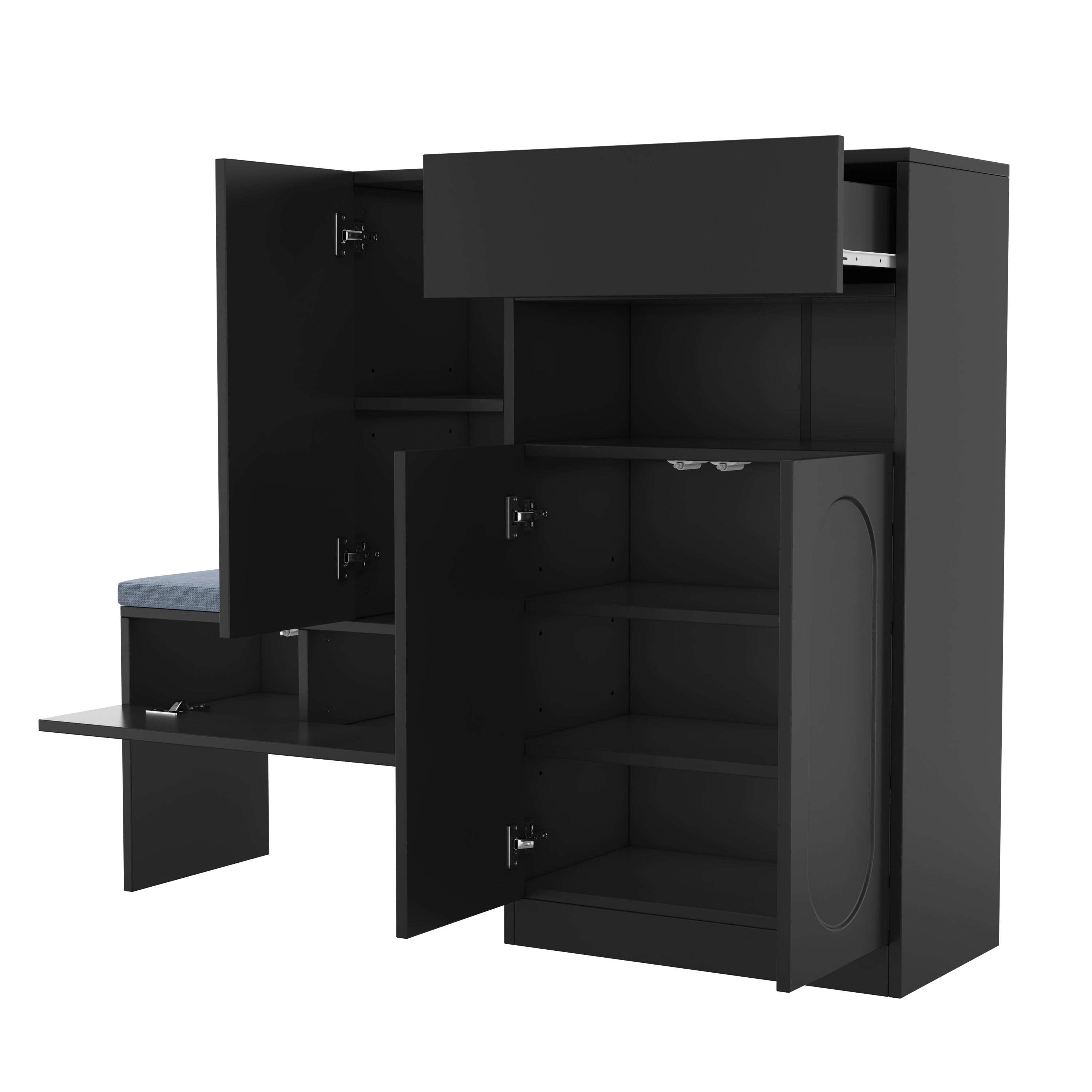 Logidon Trendy 2-in-1 Schoenenkast Zwart 130x35x110 cm Soft Close