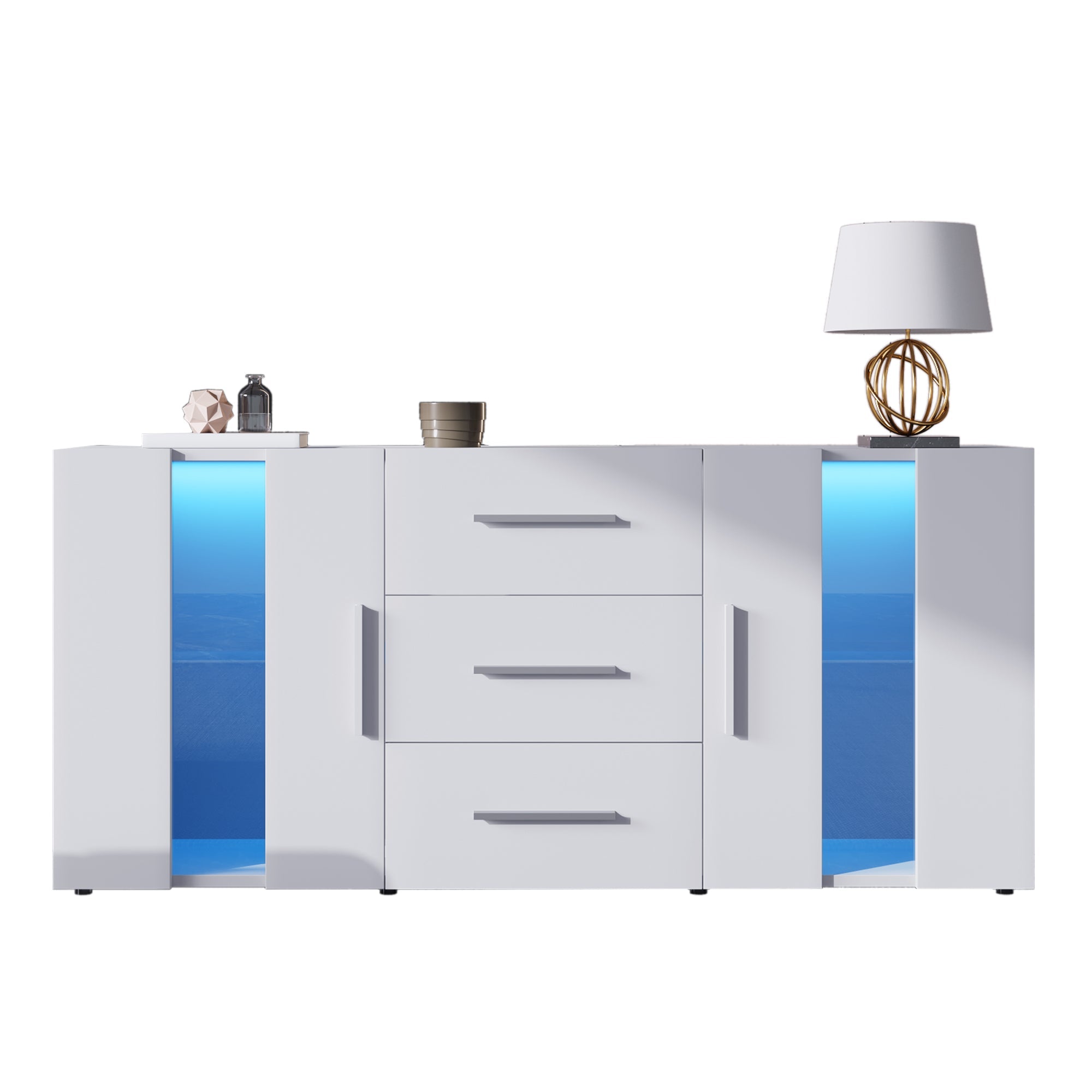 Logidon dressoir TV-meubel 140x35x70 cm wit met LED-verlichting