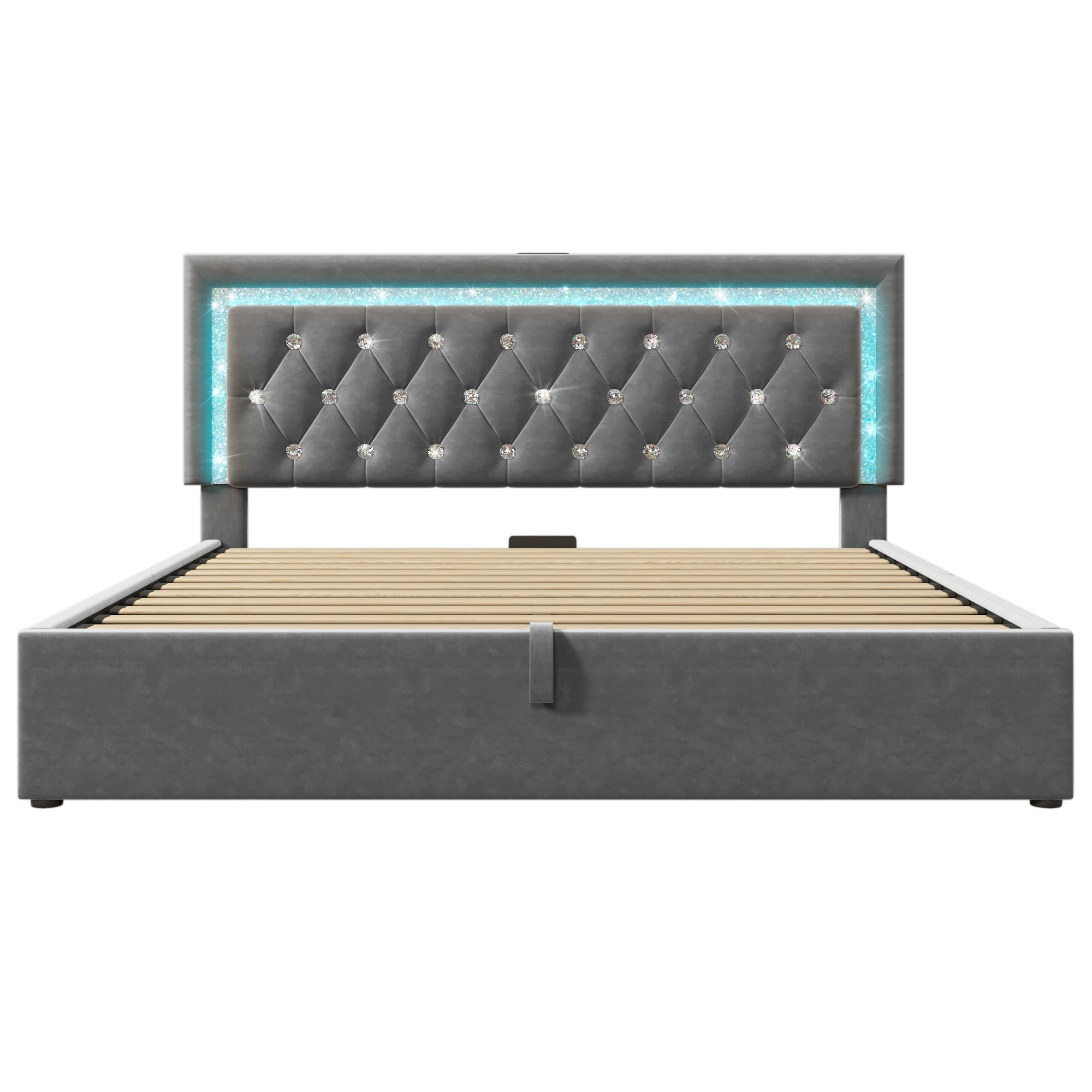 Logidon gestoffeerd bed 160x200 cm grijs met LED diamantband en USB