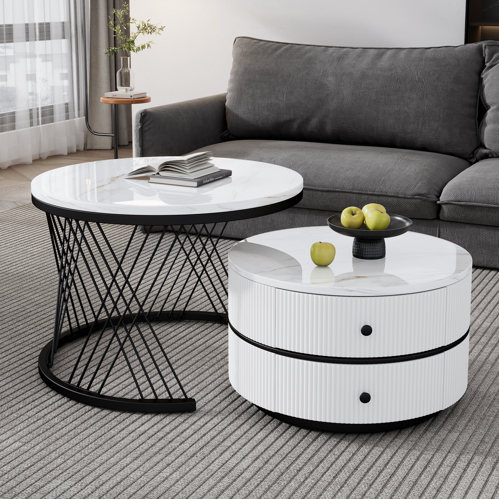 Logidon Elegant Nest salontafelset wit, 2-delig, 60x60/50x50