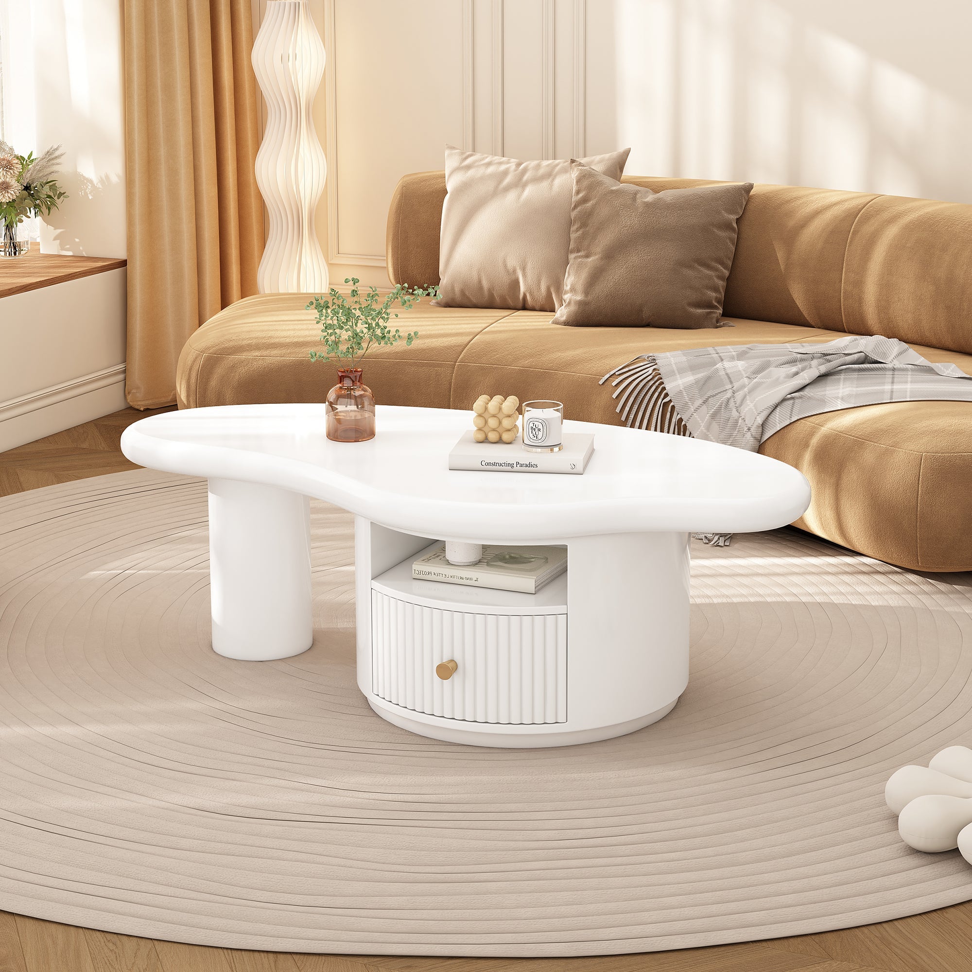 Logidon onregelmatige salontafel in wolkvorm 110x60cm wit