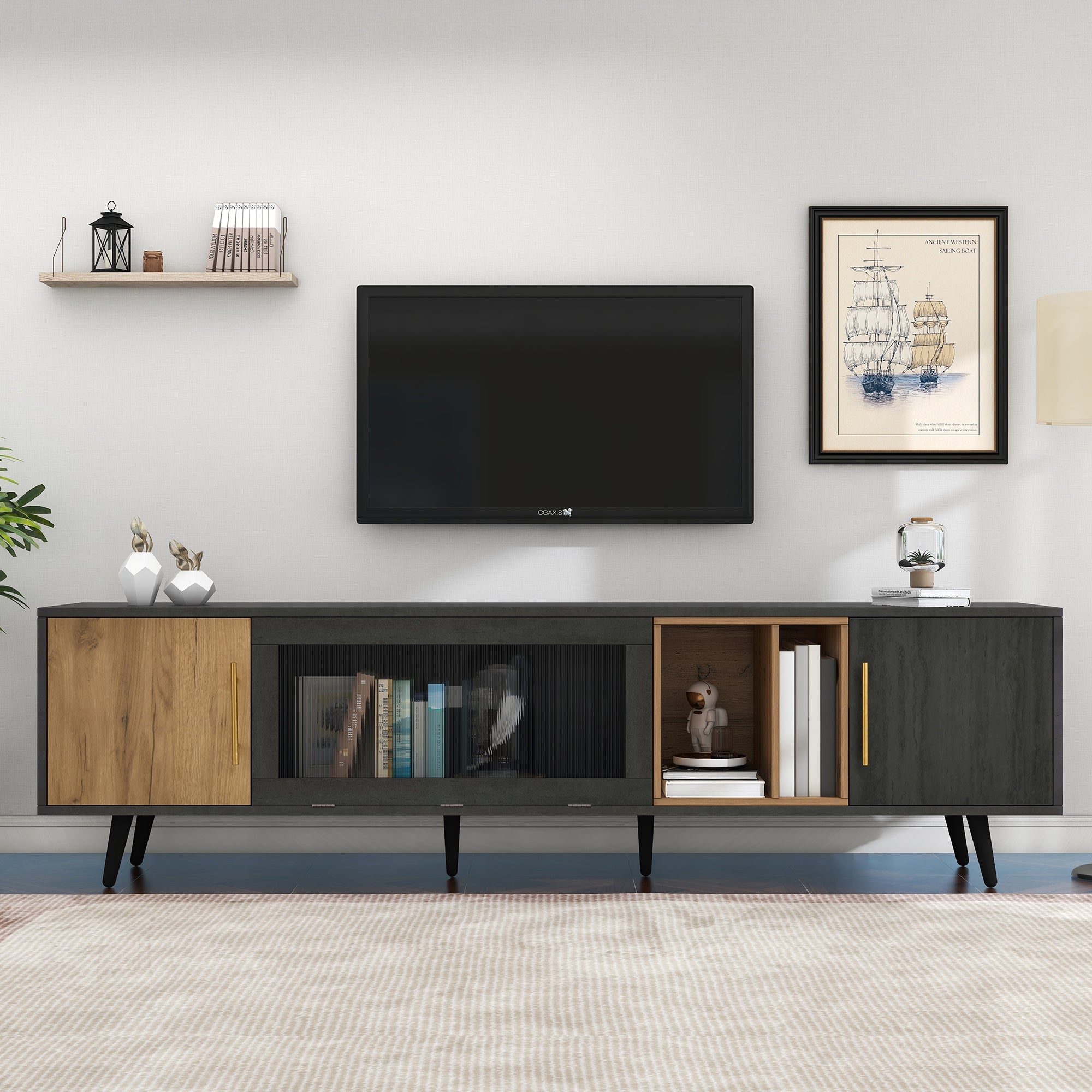 Logidon Elegant TV-meubel 200x40x55,5 cm grijze houtnerf