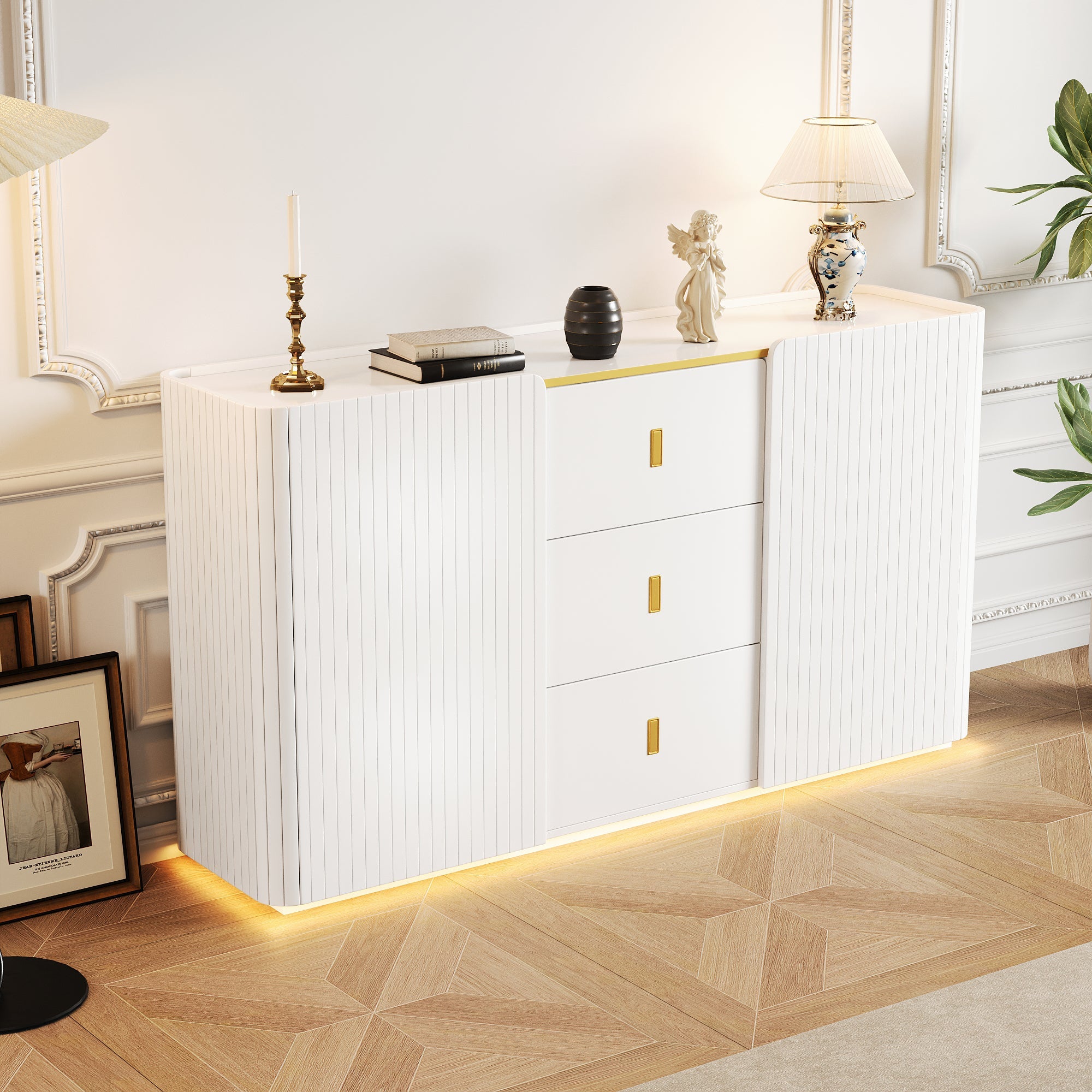 Logidon LED sideboard 150 cm white RGB lighting 2 doors