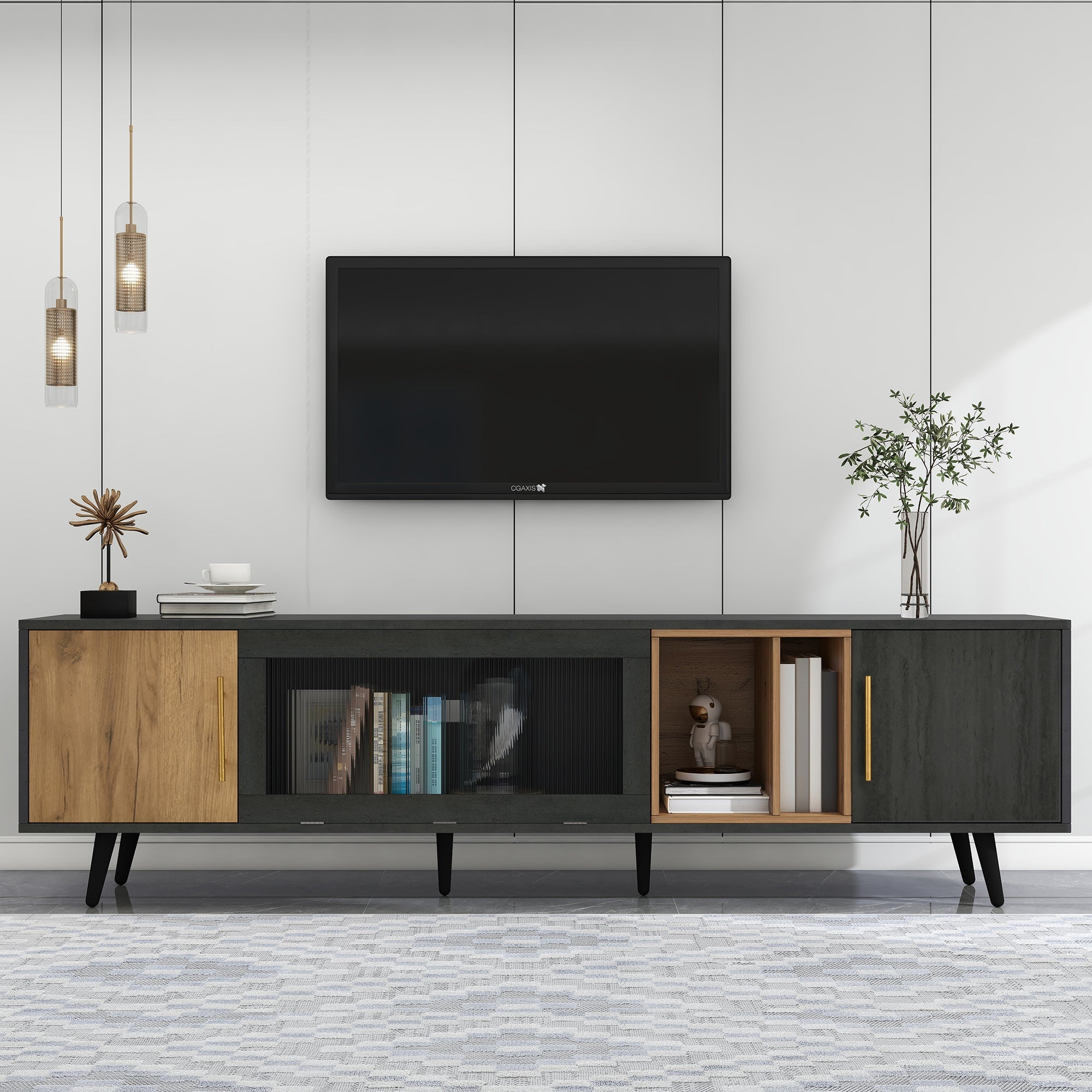 Logidon Elegant TV-meubel 200x40x55,5 cm grijze houtnerf