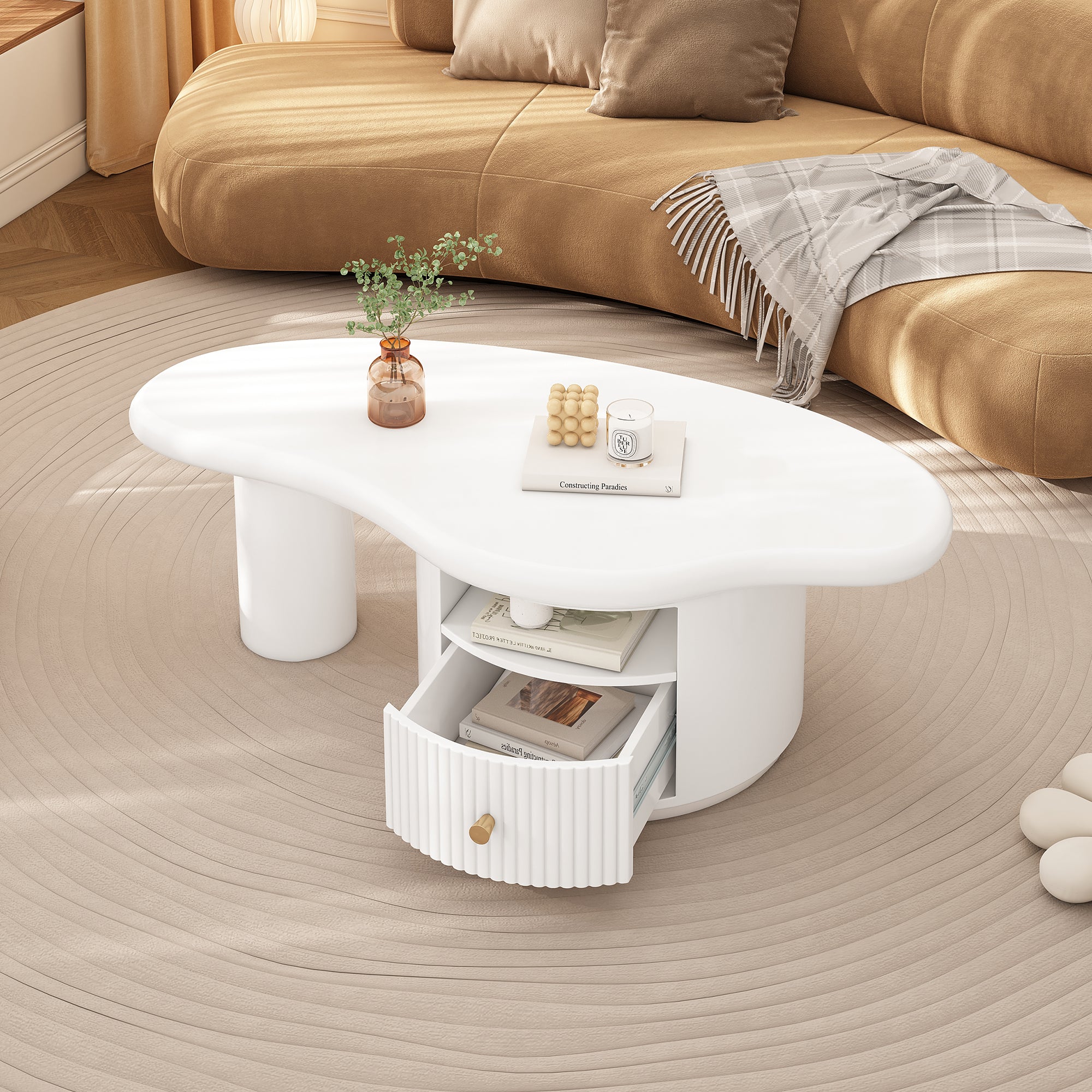 Logidon onregelmatige salontafel in wolkvorm 110x60cm wit