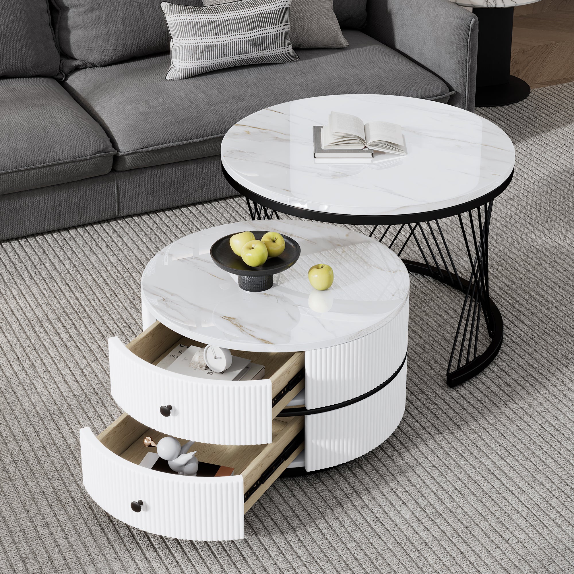 Logidon Elegant Nest salontafelset wit, 2-delig, 60x60/50x50