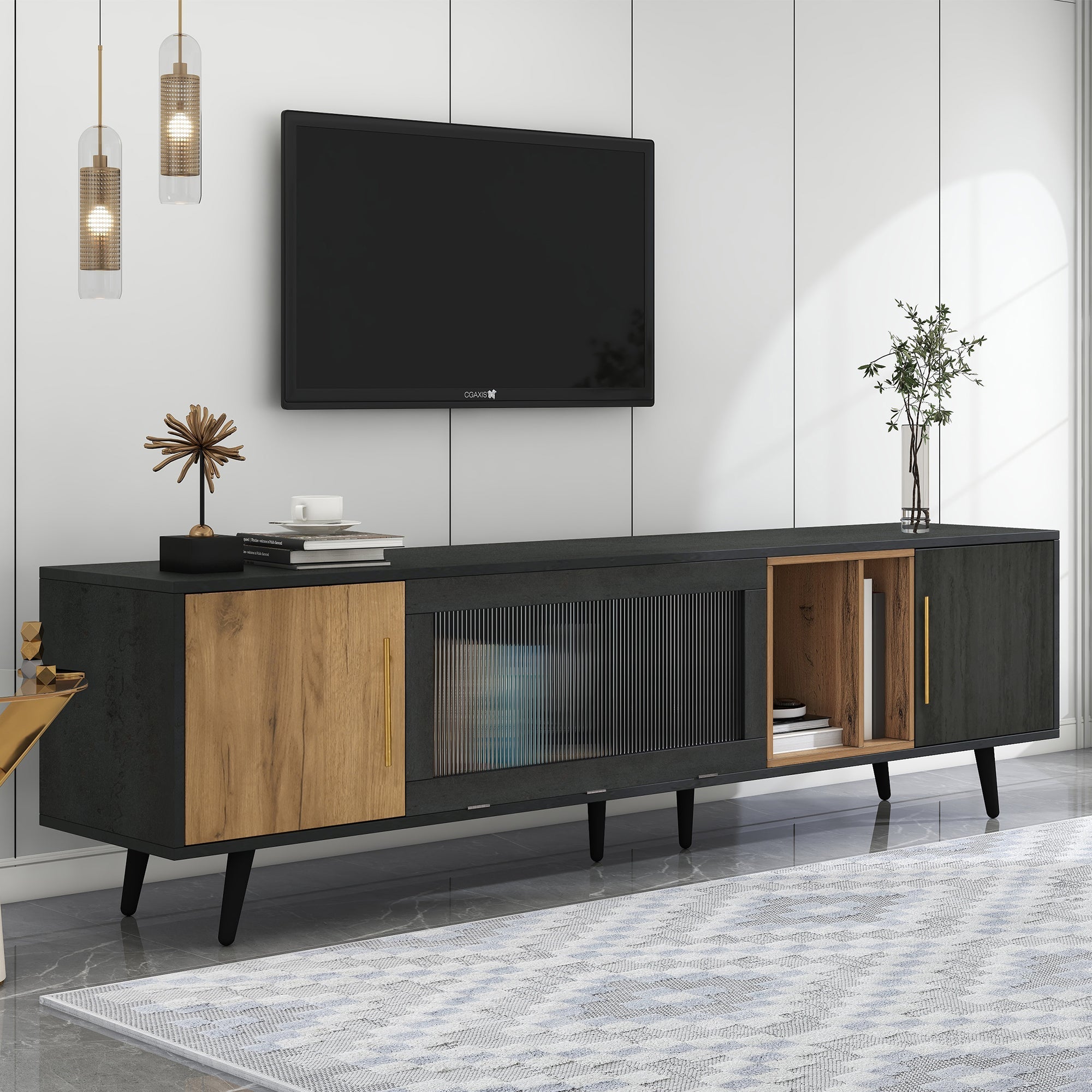 Logidon Elegant TV-meubel 200x40x55,5 cm grijze houtnerf