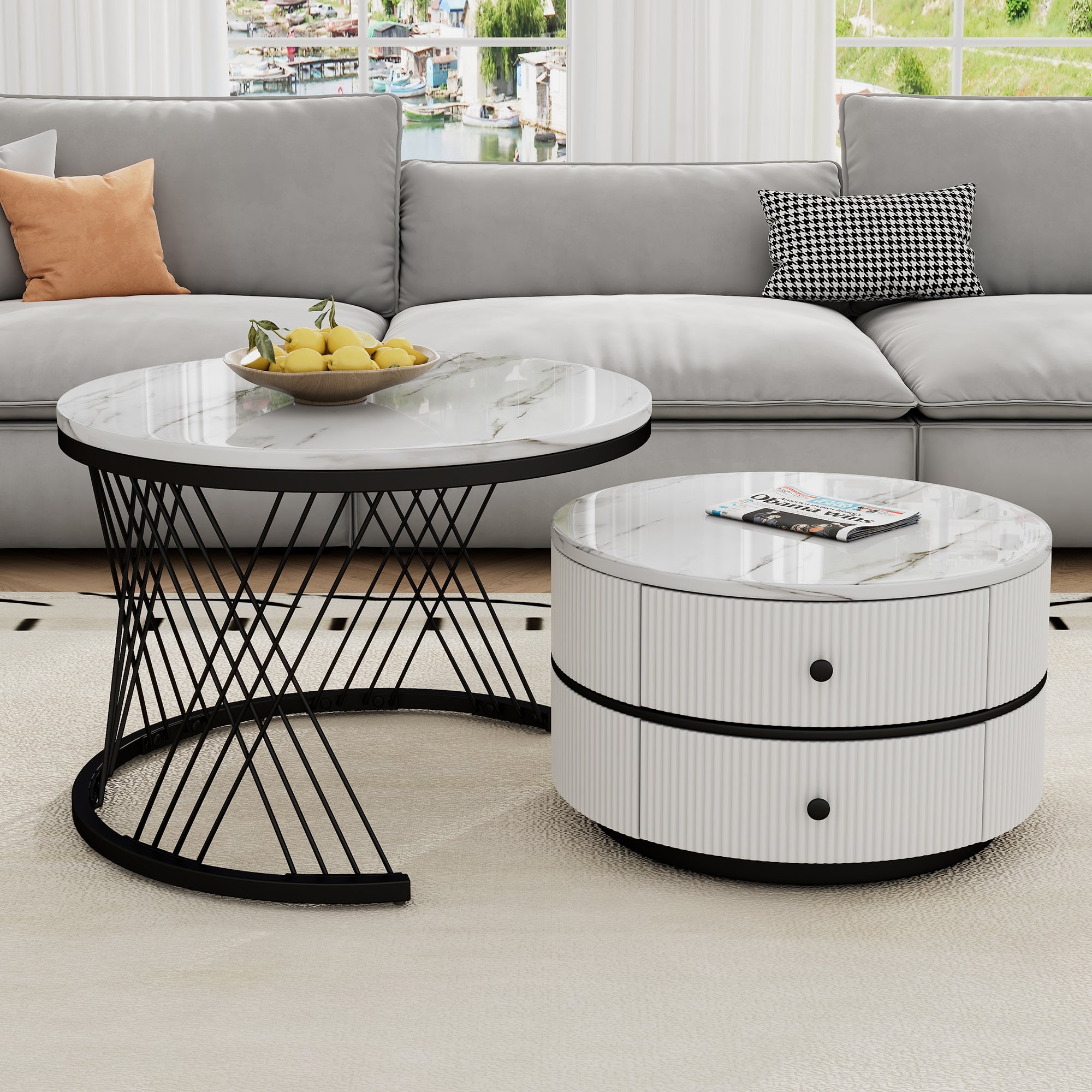 Logidon Elegant Nest salontafelset wit, 2-delig, 60x60/50x50