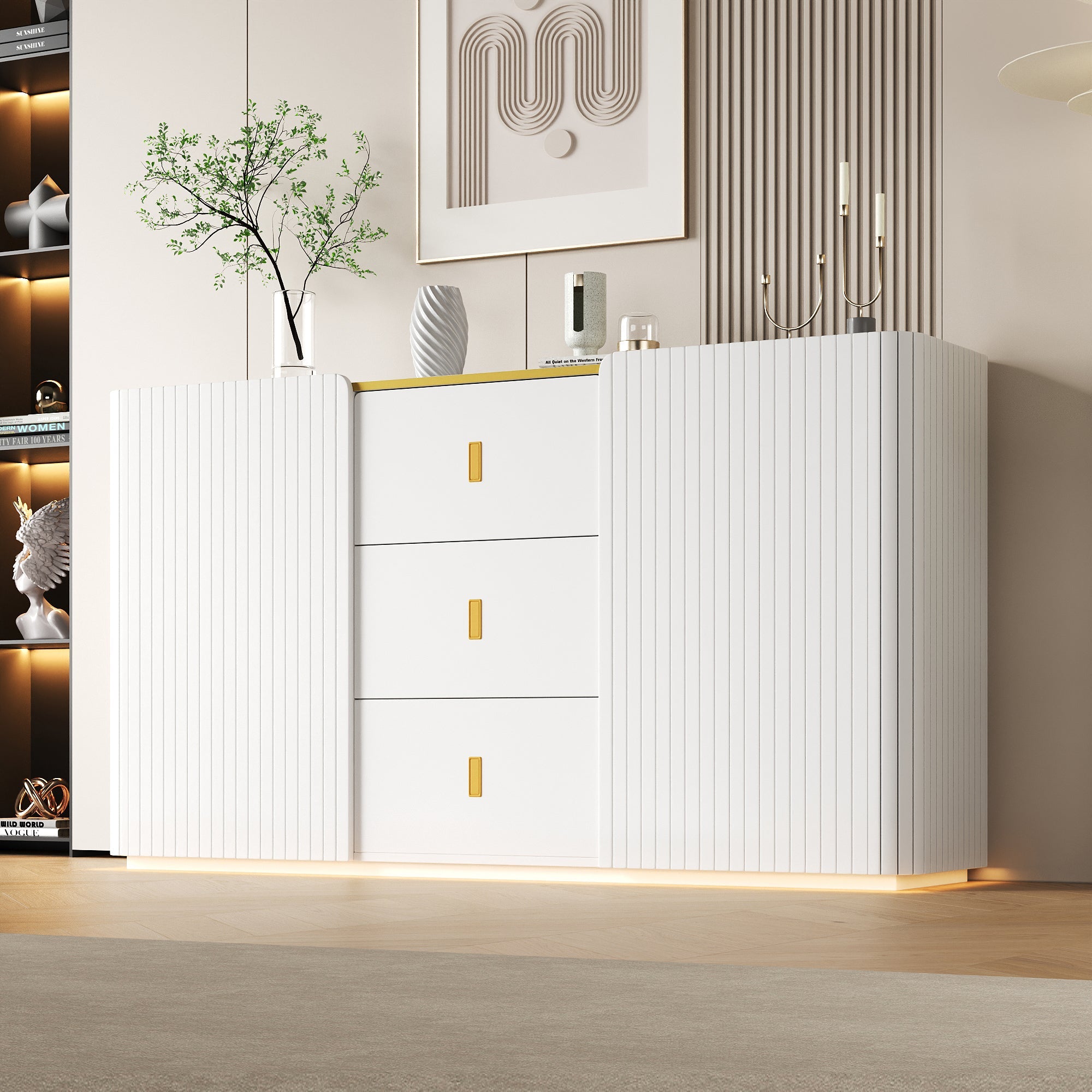 Logidon LED sideboard 150 cm white RGB lighting 2 doors
